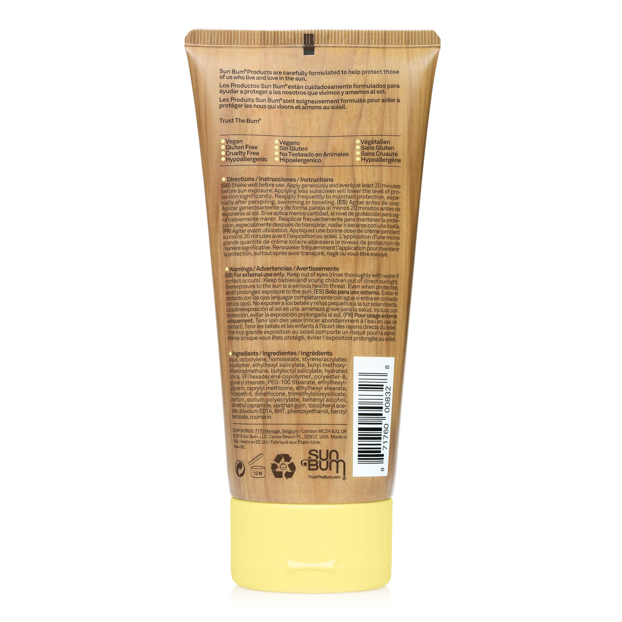 Sun Bum Original SPF 50 Sun Cream Lotion, Moisturizing Sunscreen with Vitamin E, Vegan and Reef Friendly, Broad Spectrum UVA/UVB Protection, 177ml