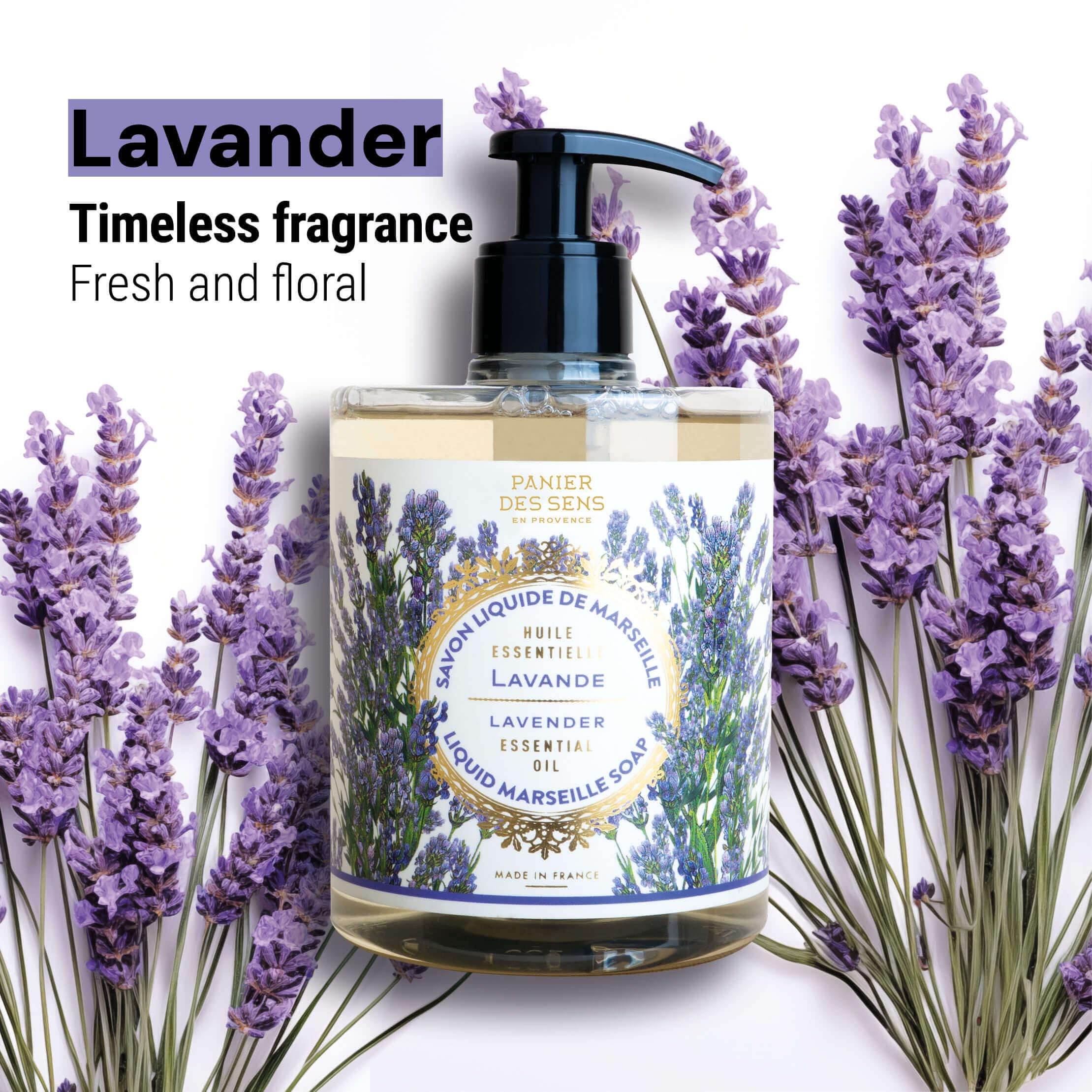 Panier des Sens – Liquid Hand Soap- Lavender Soothing Hand Wash- Savon de Marseille Made in France - Organic Hand Wash 97% Natural Ingredients - Vegan Soap 500ml