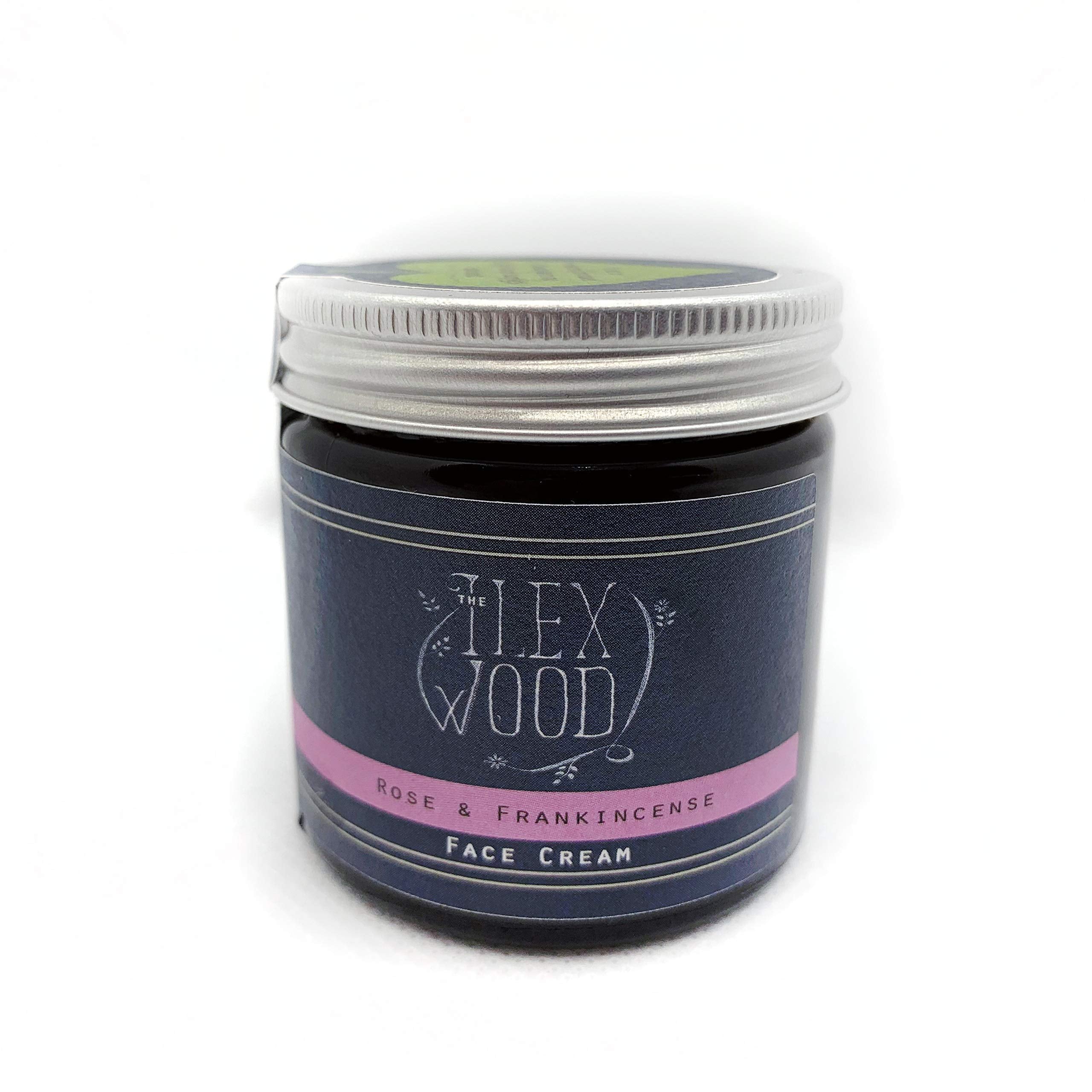 The Ilex Wood - Rose and Frankincense Face Cream - 100% Natural, Vegan, Moisturising, Anti Ageing, Wrinkle and Line Reducing Ingredients - 60ml (2.03 fl oz)