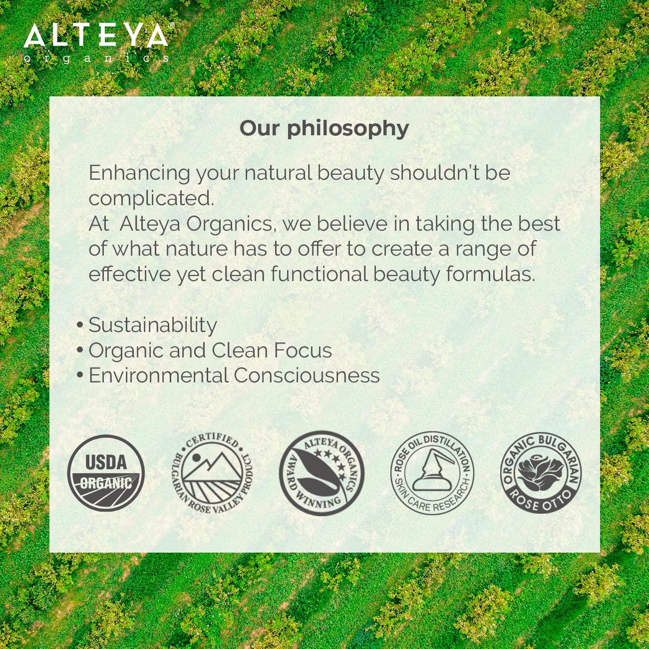 Alteya High-Potency Rose Water USDA Organic Facial Toner, 6000 Roses in a Bottle, 200mL Pure Bulgarian Rosa Damascena Flower Water, Award-Winning Moisturizer in Miron Biophotonic Glass