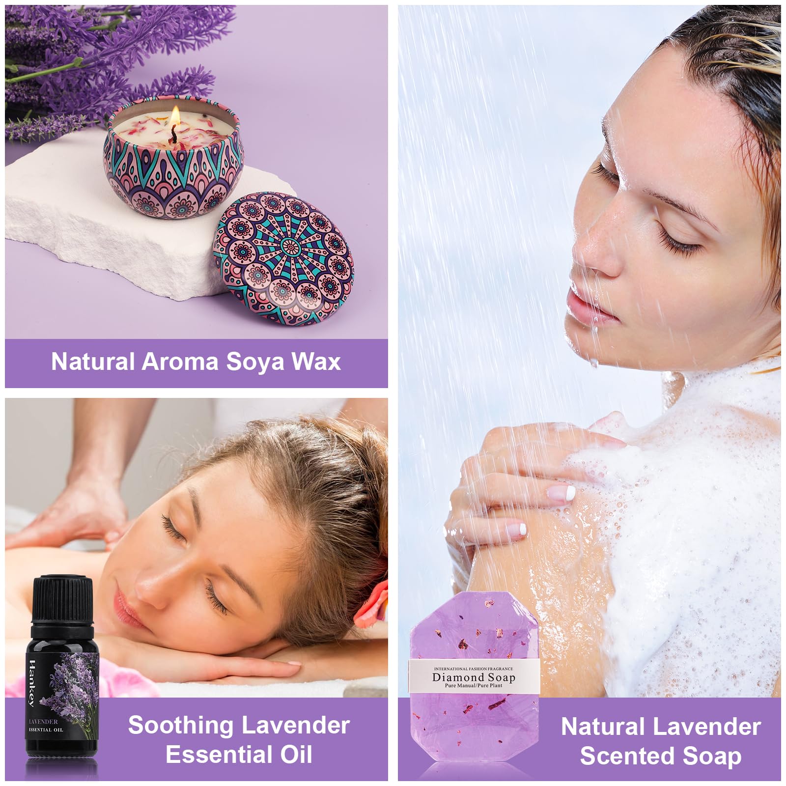 Lavender Pamper Gifts for Women, Bath Self Care Set, Mothers Day Gift , Relax Get Well Soon Gifts for Women, Ideas for Best Friends, Mum, Sister, Ladies