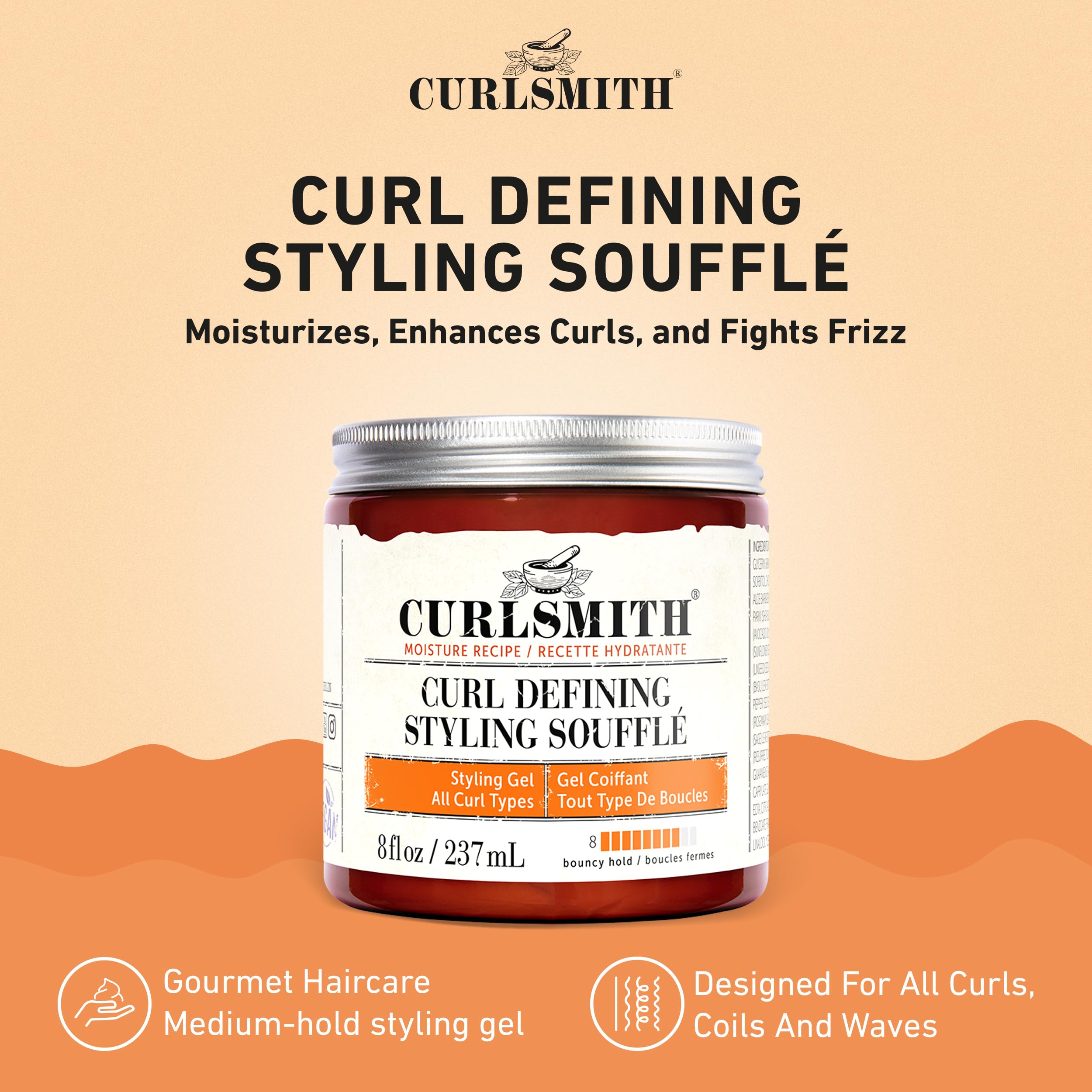 Curlsmith Curl Defining Styling Soufflé - Vegan Medium Hold Styling Gel for Wavy, Curly and Kinky Hair (237ml)