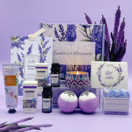 Pamper Birthday Gifts for Women, Unique Friend Gifts for Her, Lavender Self Care Get Well Soon Gifts Set for Mum Sister Wife, Spa Bath Set Bath Bombs Present, Christmas Valentines Mothers Day Gift Box