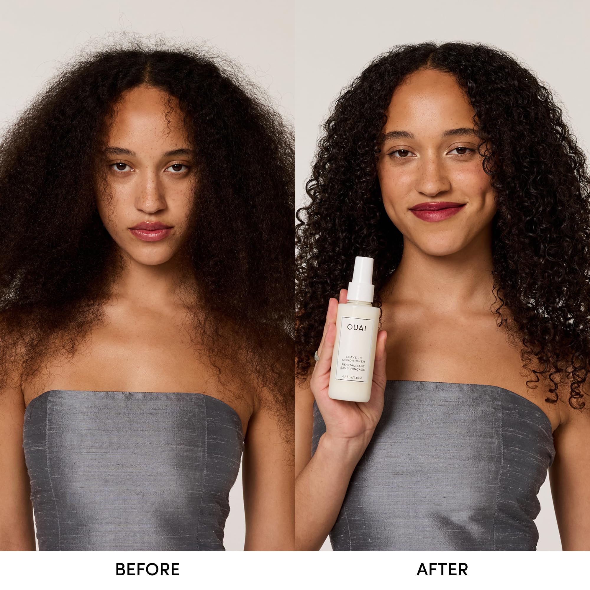 OUAI Leave In Conditioner & Heat Protectant Spray - Prime Hair for Style, Smooth Flyaways, Add Shine and Use as Detangling Spray - No Parabens, Sulfates or Phthalates -140ml
