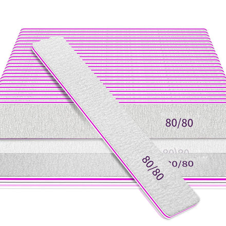 80/80 Grit Professional Nail Files - 25pcs Double Sided Coarse Square Jumbo Nail Files for Acrylic, Gel, Manicure & Pedicure - Premium for Home & Salon