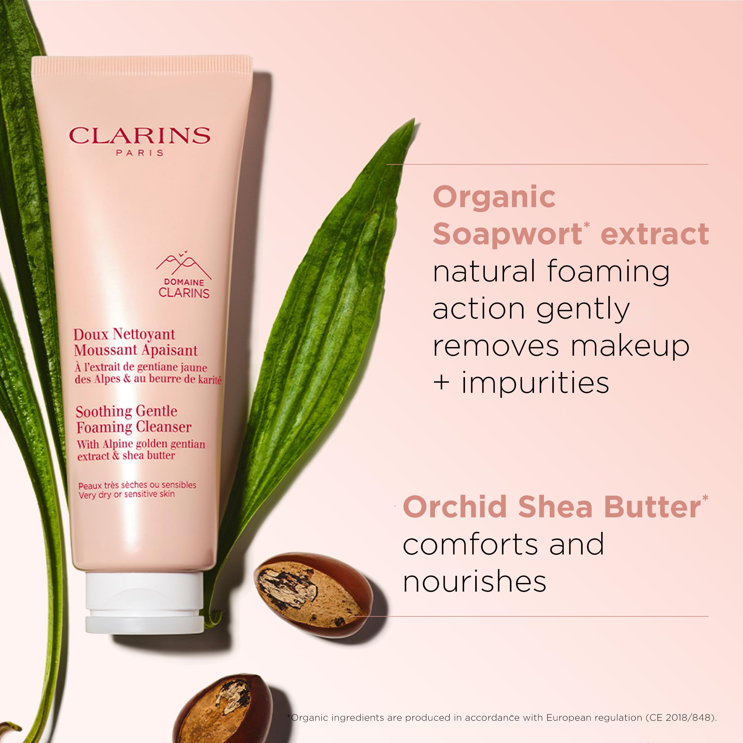 Clarins Soothing Foaming Cleanser 125ml | Gentle, Hydrating Cleanser for Sensitive Skin | Removes Makeup & Impurities Without Drying