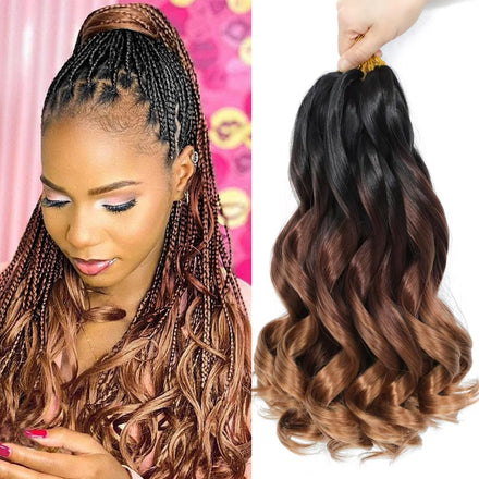 FALEMEI French Curl Braiding Hair 12 Inch 8 Packs Curly Braiding Pre Stretched Curls Braiding Extension French Curl Crochet Braids Spiral Braiding Hair Extensions (1B/33/30#, 12 Inch (Pack of 8))