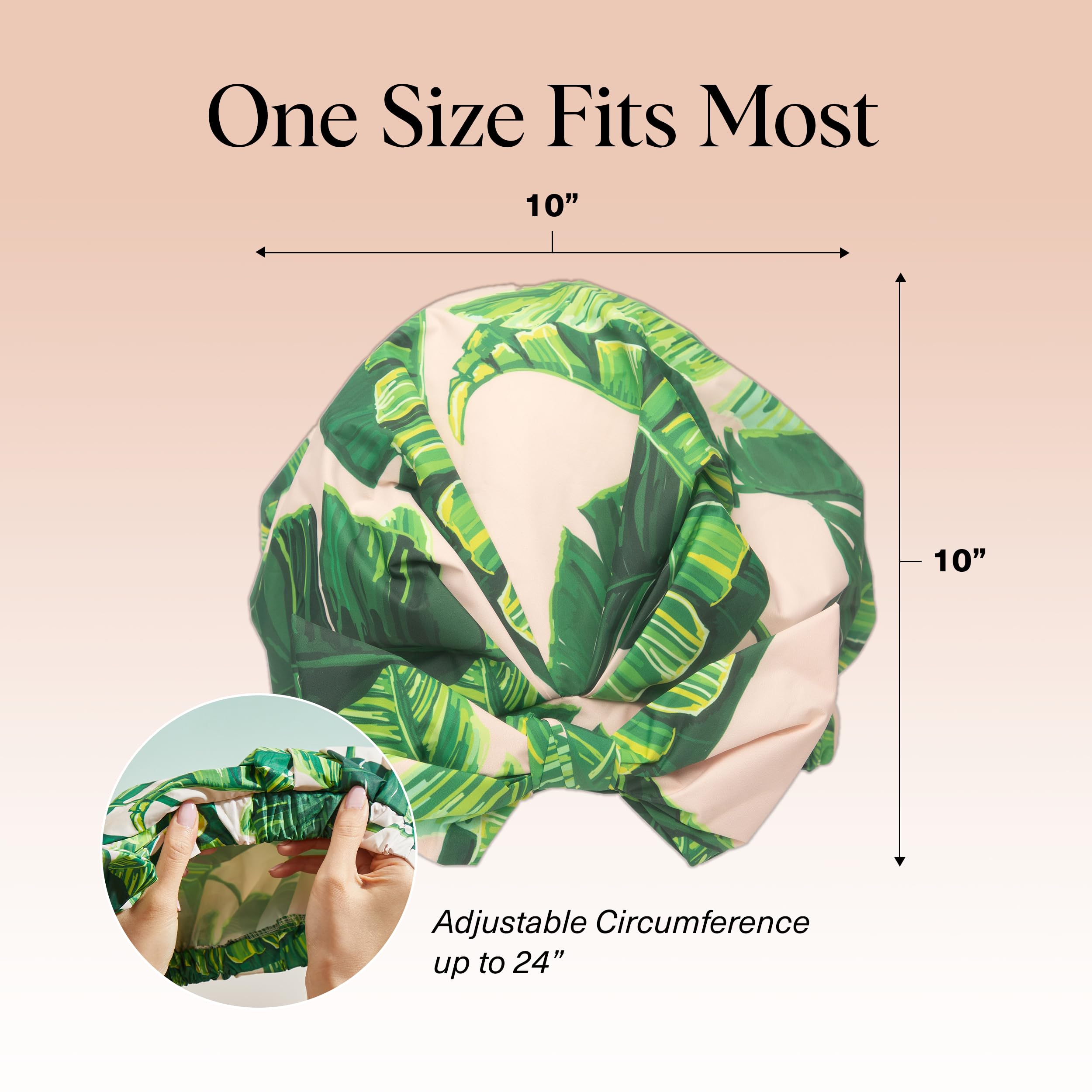 Kitsch Luxury Shower Cap for Women, Palm Leaves- Palm Leaves