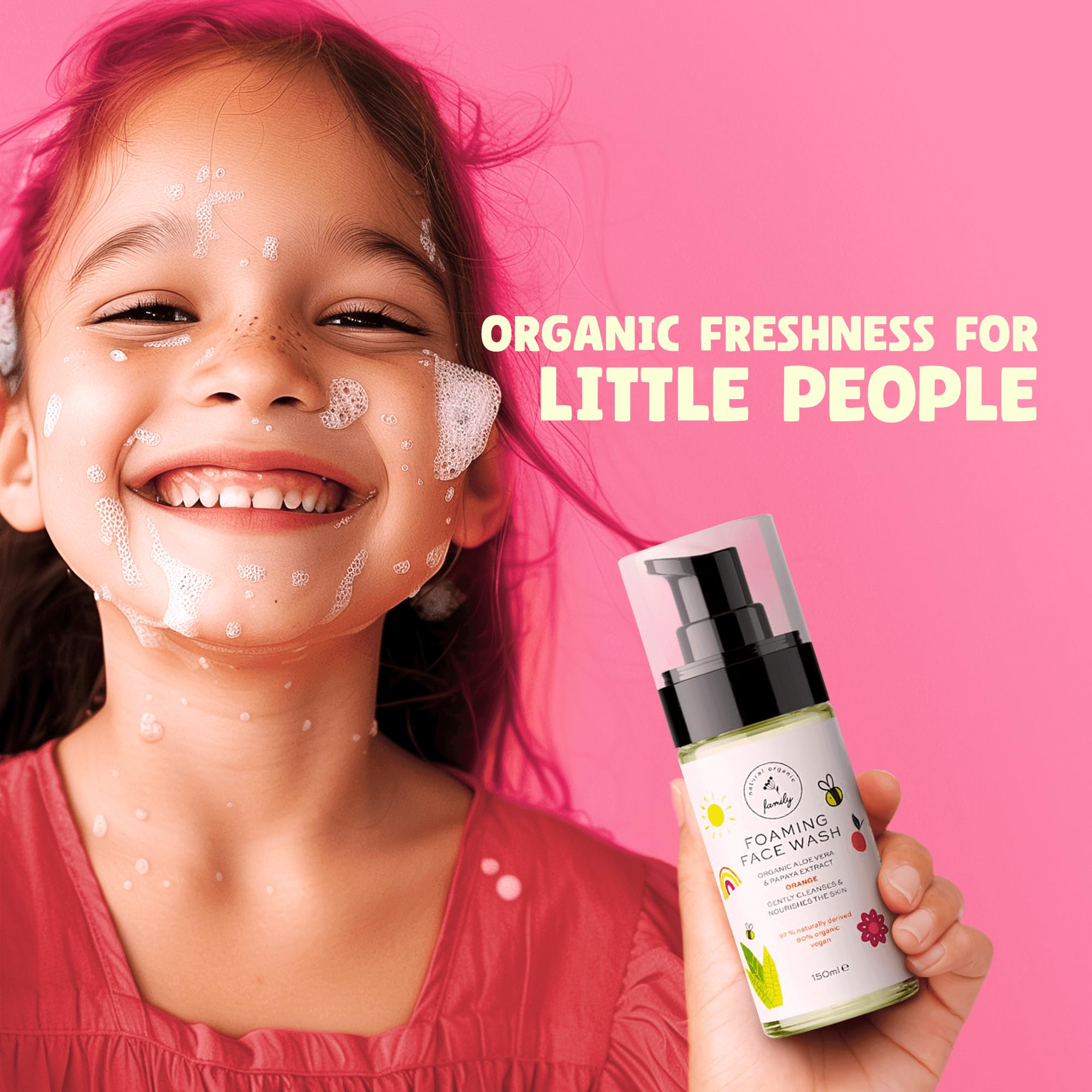 Kids Organic Foaming Face Wash - Natural Skincare for Teen Girls 10-12 - Gentle Facial Cleanser Cream for Dry Sensitive Skin - Hydrating Exfoliating & Non Toxic Moisturizer Soap for Tweens & Preteens