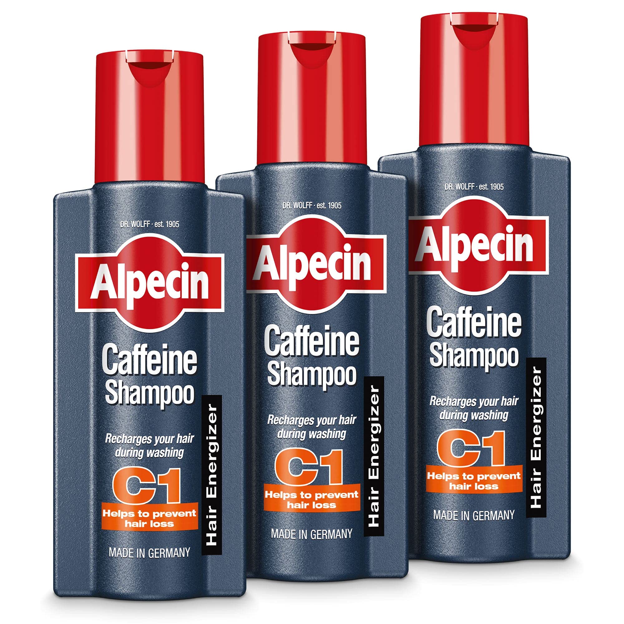 Alpecin Caffeine Shampoo C1, 3 x 250 ml - For natural hair growth