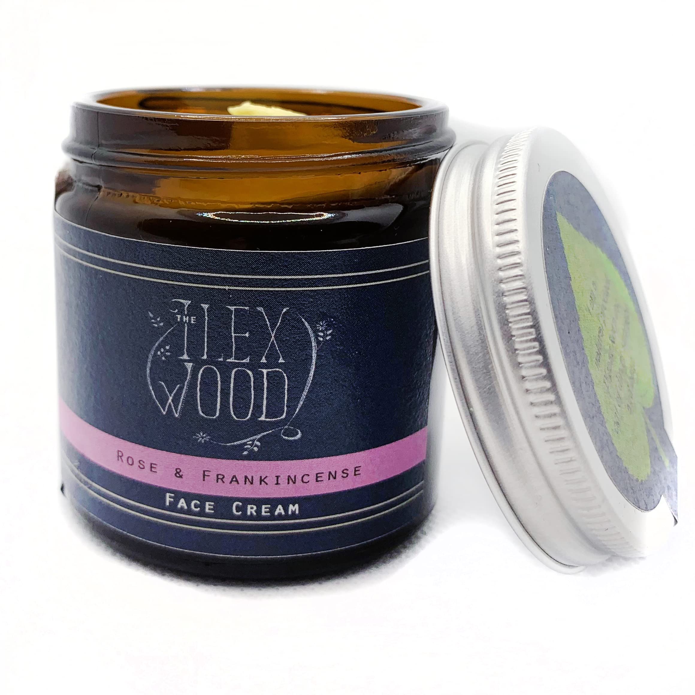 The Ilex Wood - Rose and Frankincense Face Cream - 100% Natural, Vegan, Moisturising, Anti Ageing, Wrinkle and Line Reducing Ingredients - 60ml (2.03 fl oz)