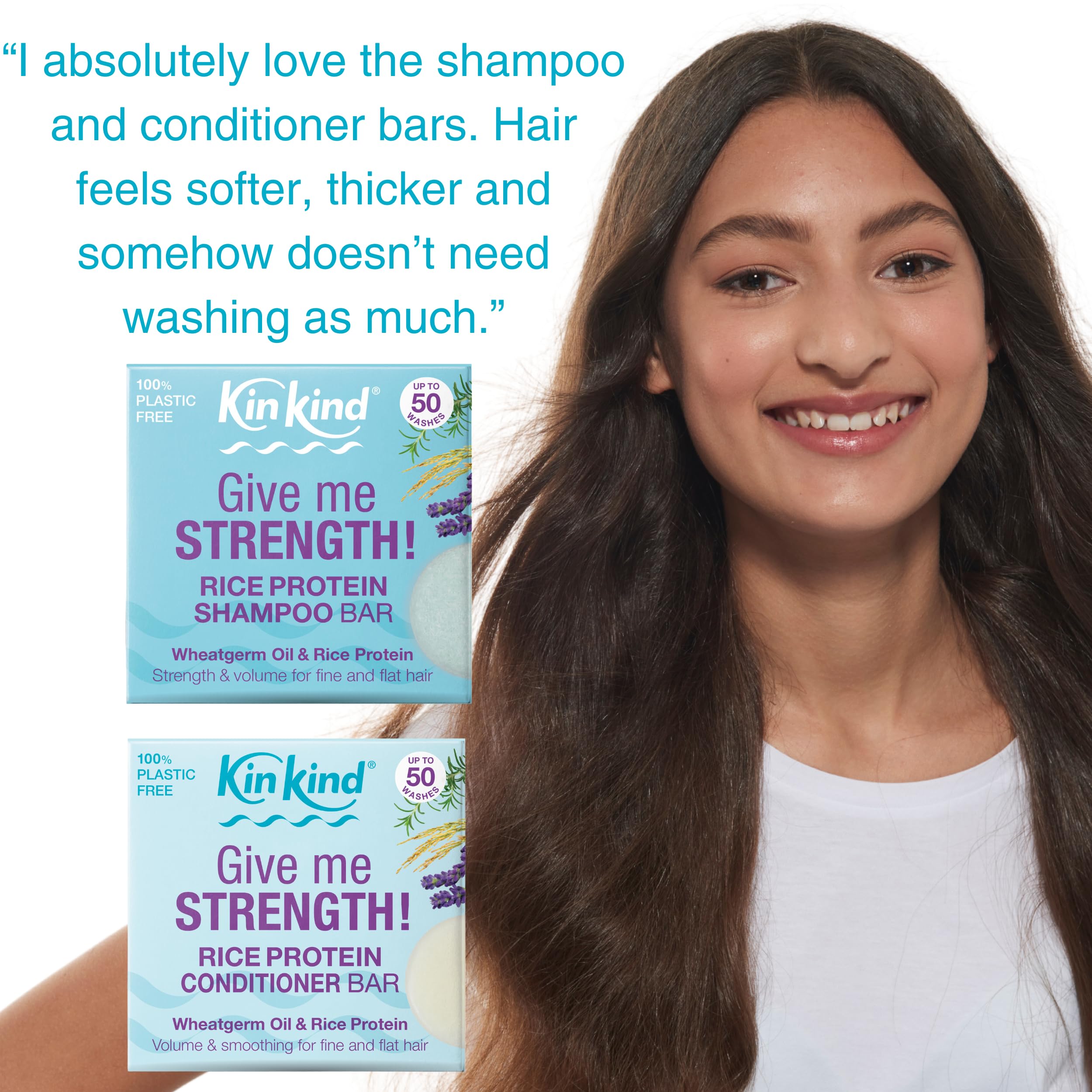 KinKind Rice Water Shampoo Bar for Hair Growth. Give Me STRENGTH! 3 Shampoo Bars for hair UK made. Solid Shampoo Bar with Rice Protein. Natural Hair Thickening Menopause Shampoo Bar for Thinning, Fine