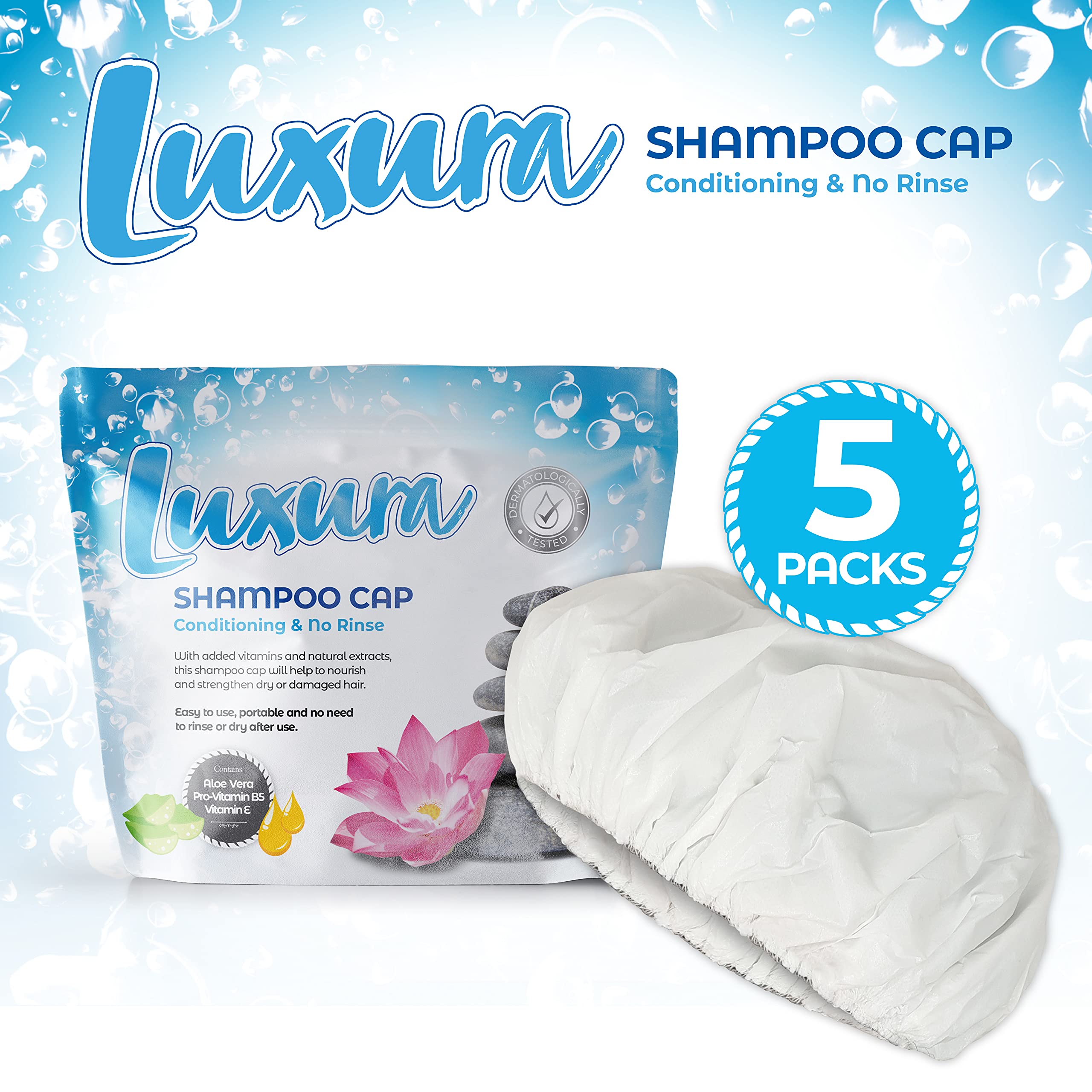 Pack of 5, Luxura Shampoo Cap, Conditioning, No Rinse
