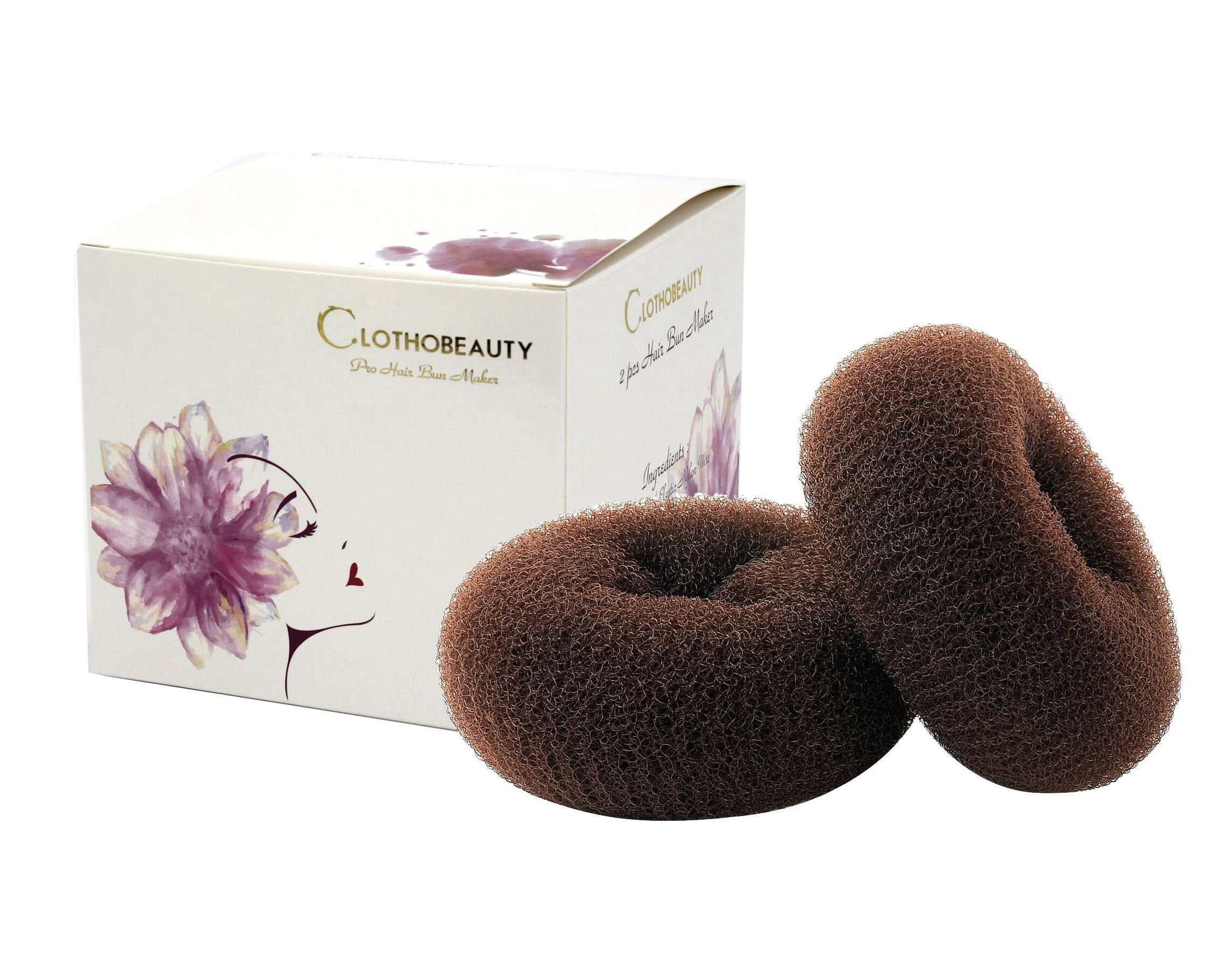 ClothoBeauty Extra Large Ring Style Bun Shaper for Thick and Long Hair, Women's Chignon Donut (4.3 in., Brown)