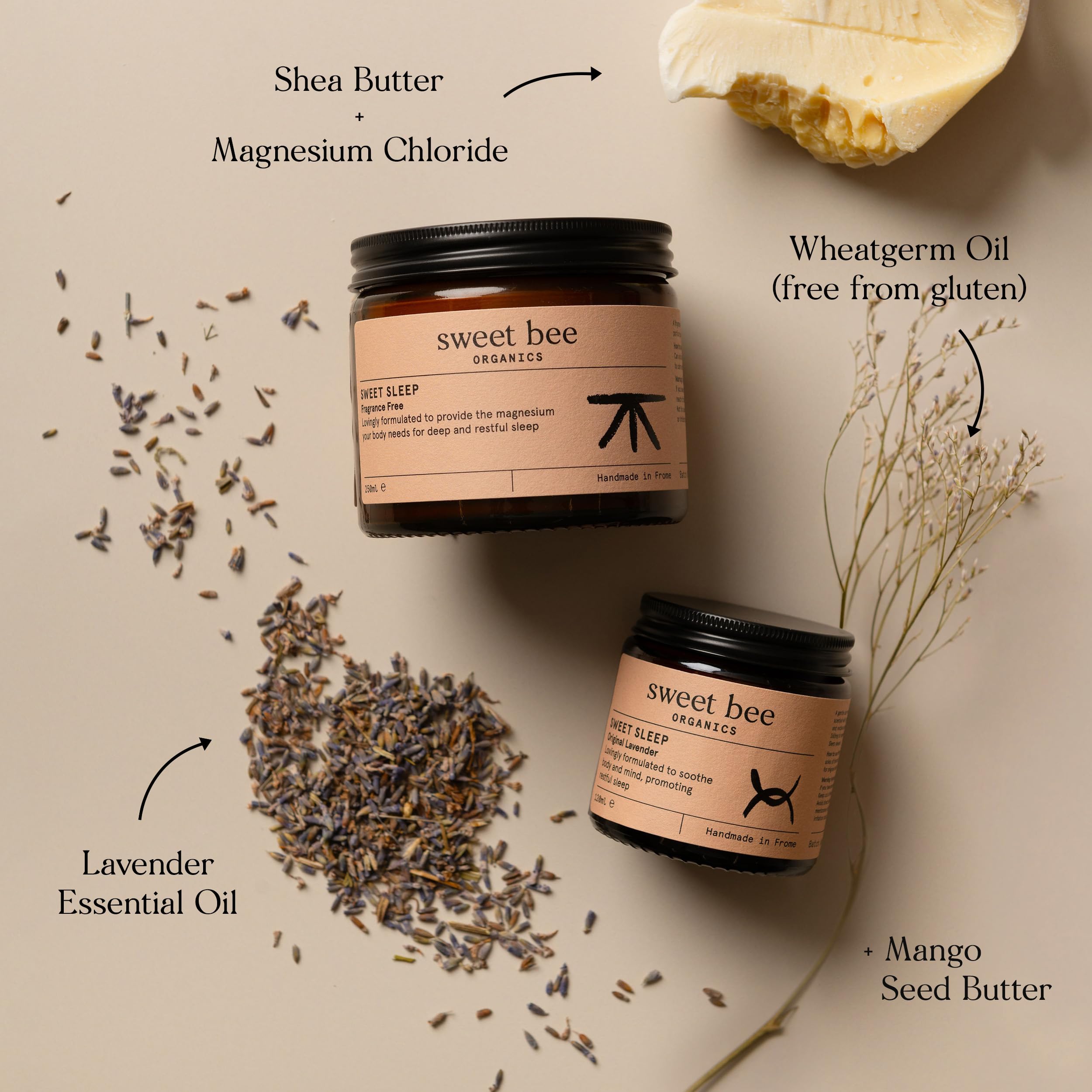 Sweet Bee Magnesium Butter - Soothing Magnesium for Sleep & Relaxation with Shea Butter - Moisturizing Magnesium Balm for Muscle Recovery - Nourishing Magnesium Cream for Sleep - Fragrance Free 120ml