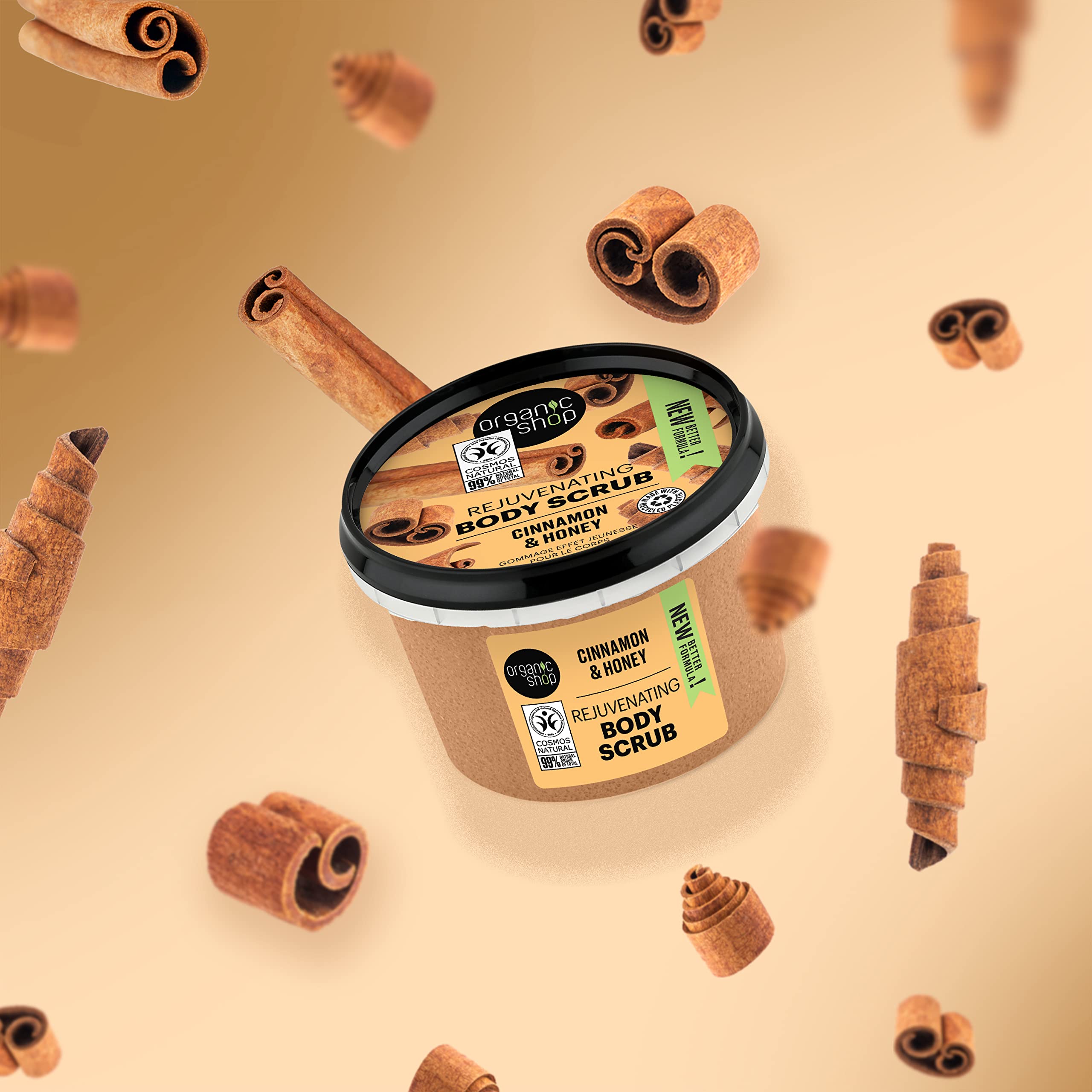 Organic Shop Body Scrub Natural Cinnamon and Honey 250ml