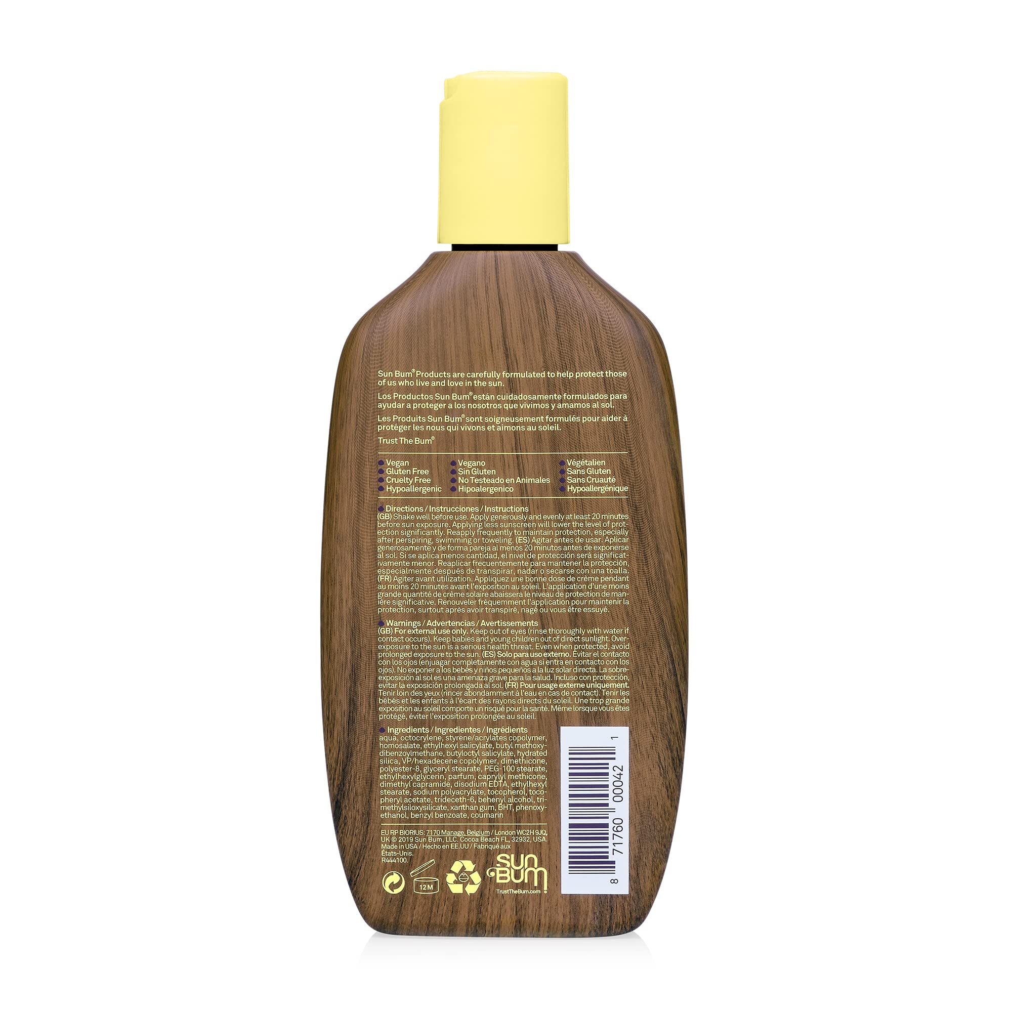 Sun Bum Original SPF 30 Sun Cream Lotion, Moisturizing Sunscreen with Vitamin E, Vegan and Reef Friendly, Broad Spectrum UVA/UVB Protection, 237ml