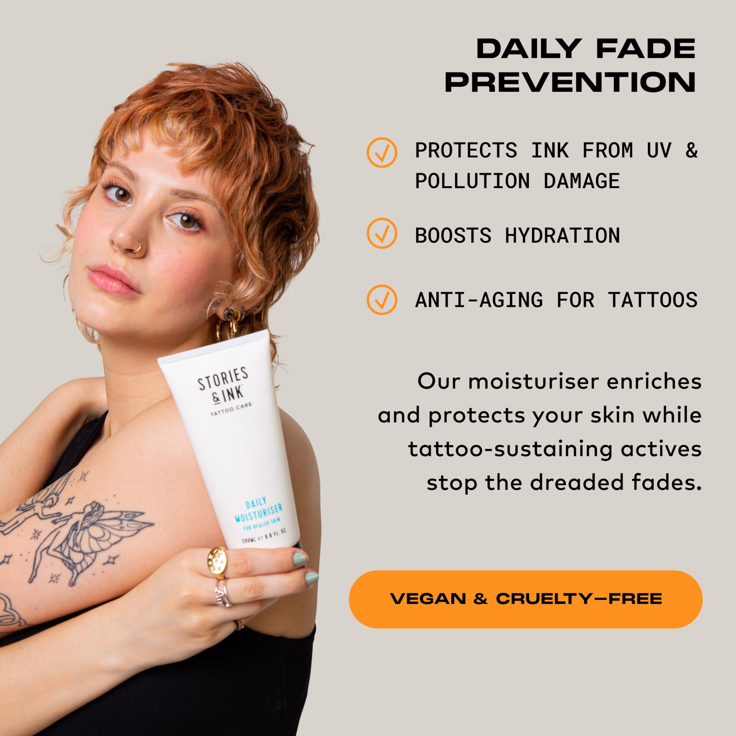 Stories & Ink Tattoo Aftercare | DAILY MOISTURIZER - with Advanced UV Ink Protection to Prevent Tattoo Fading, Protects & Hydrates Healed Tattoos