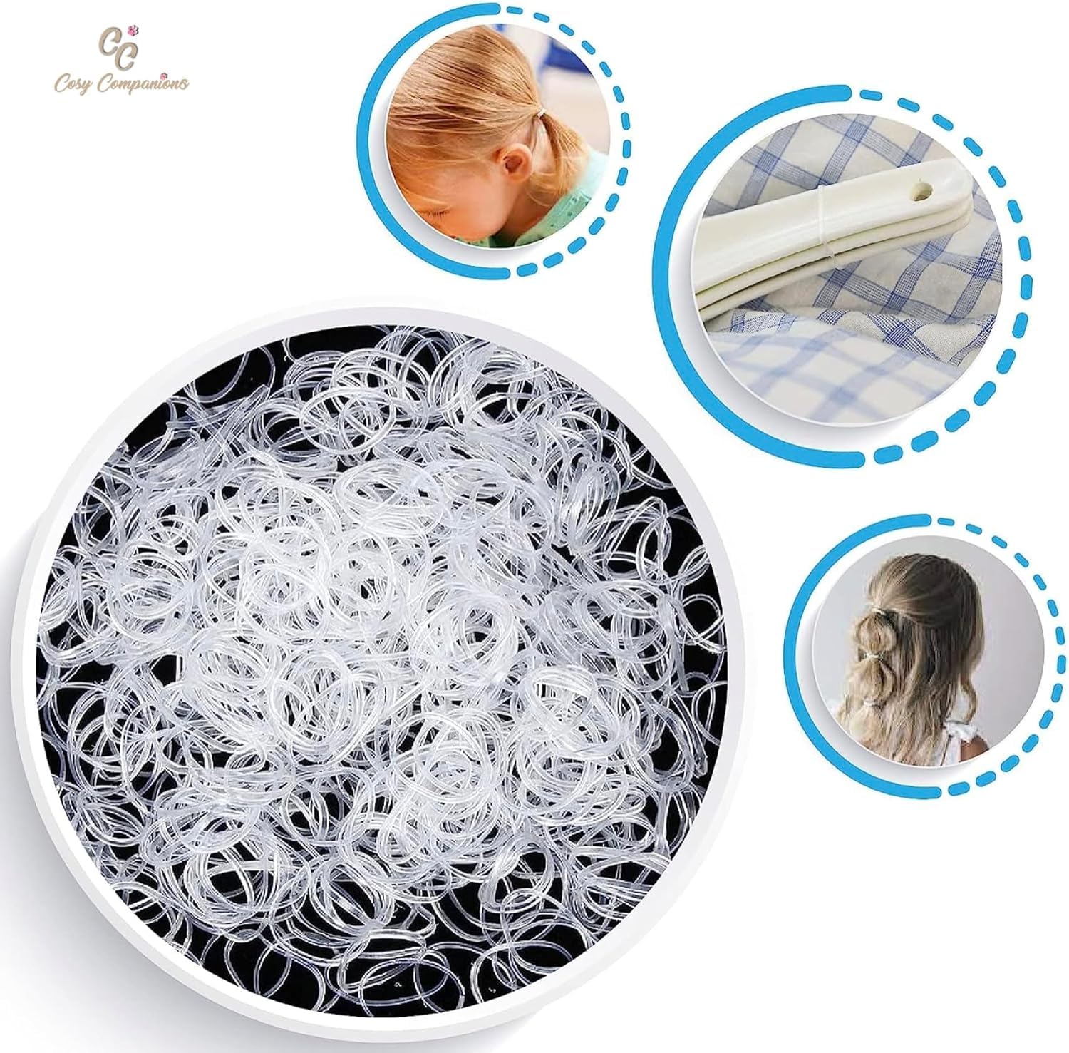 Cosy Companions ™ Clear Hair Bands 250 Pack