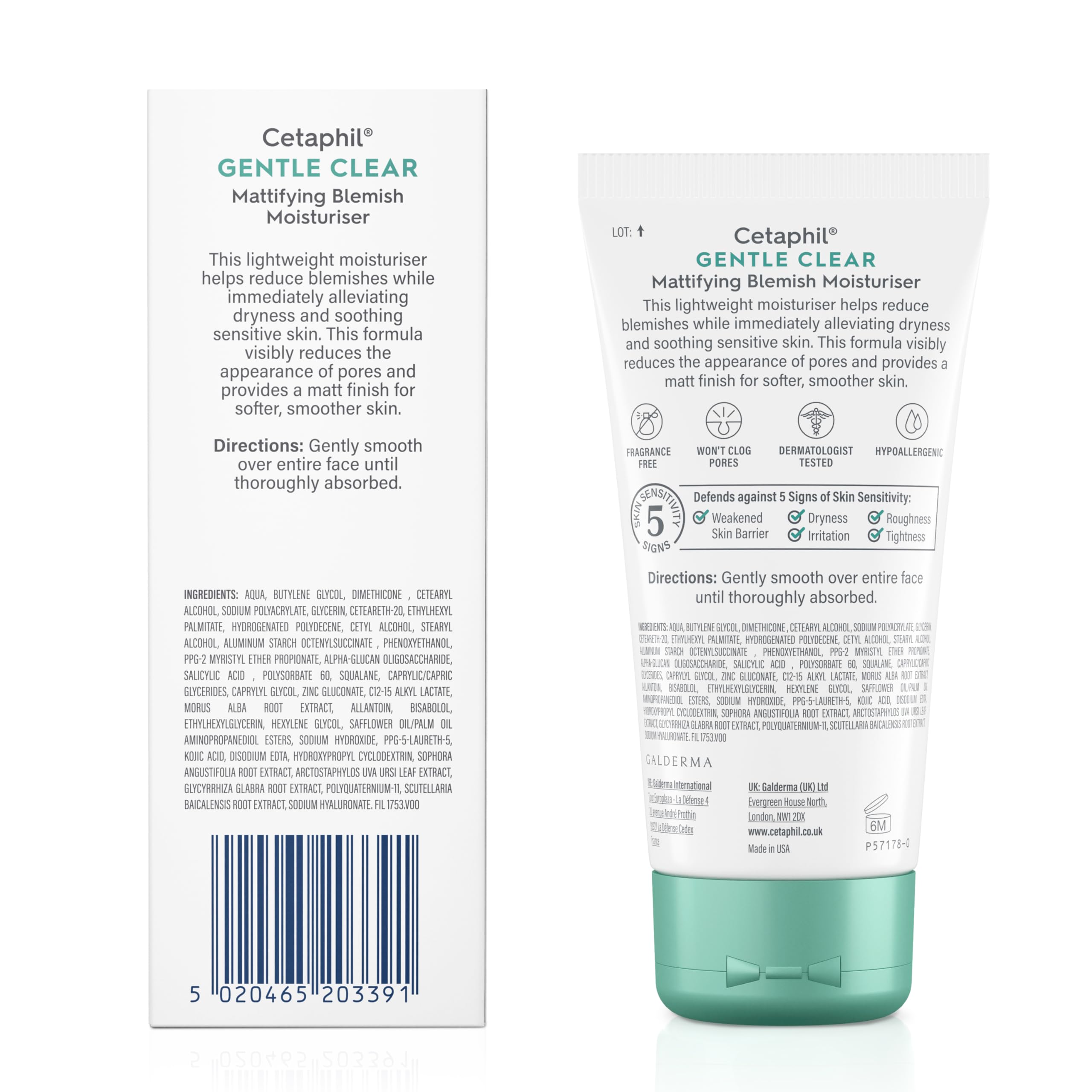 Cetaphil Gentle Clear Mattifying Blemish Face Moisturiser, Face Cream, Hydrates Skin and Clears breakouts, with Salicylic Acid for Sensitive Skin
