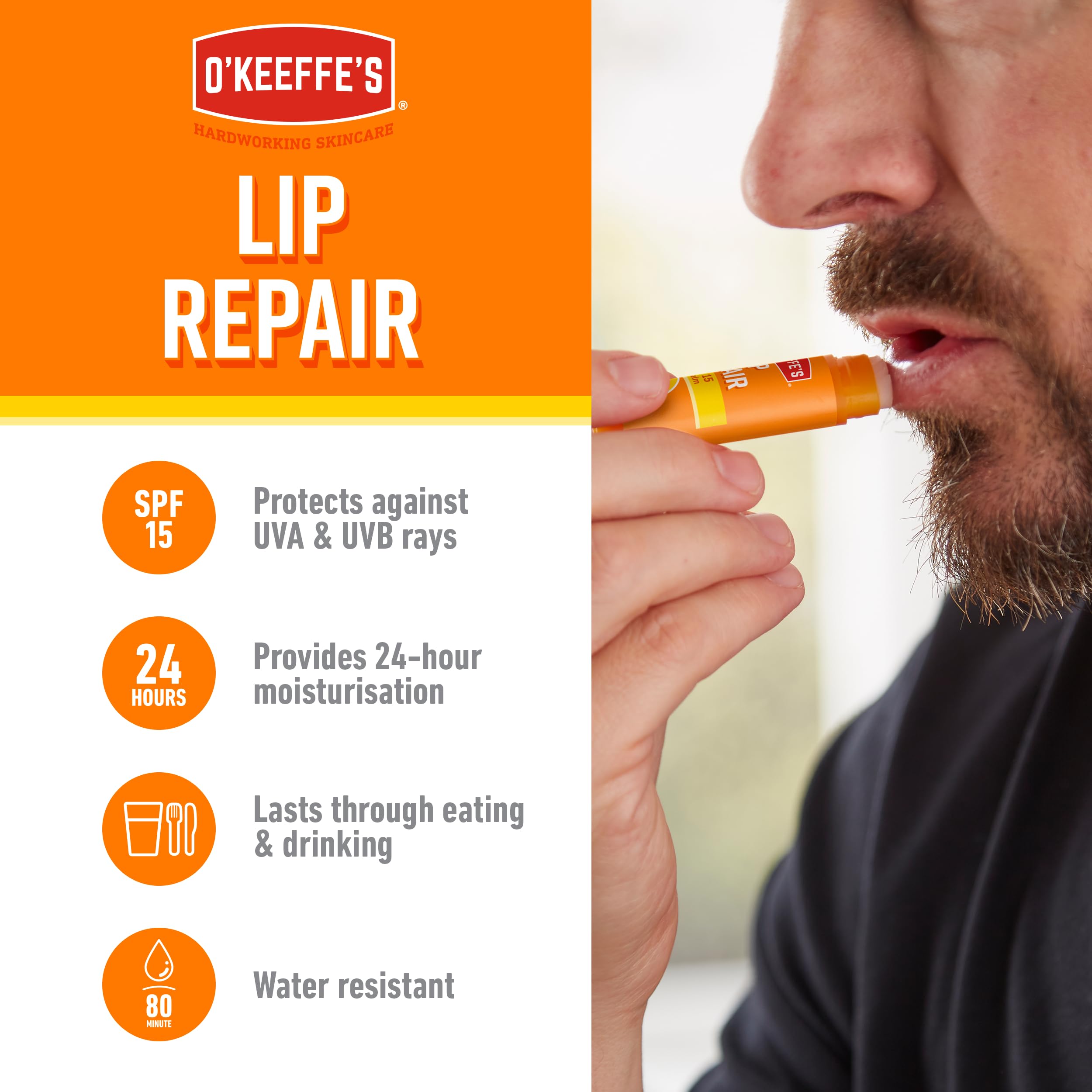 O'Keeffe's Lip Repair SPF15 Lip Balm 4.2g & Lip Repair Overnight 7g (Twin Pack)