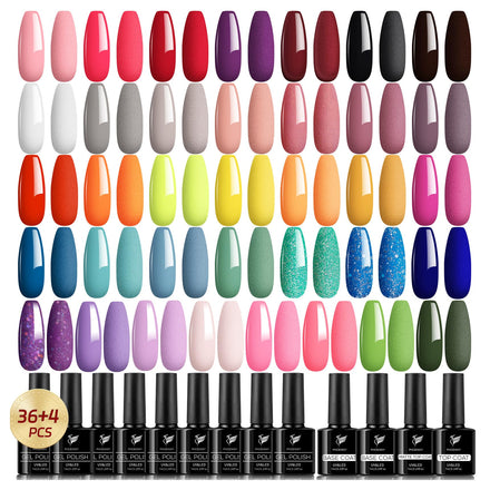 Phoenixy Gel Nail Polish Set, 36 Colours Gel Nail Polish Red Orange Purple Gel Nail Varnish Set Soak Off UV Gel Nail Kit with Glossy Matte Glitter Base Top Coat Nail Art Kit Gift for Woman
