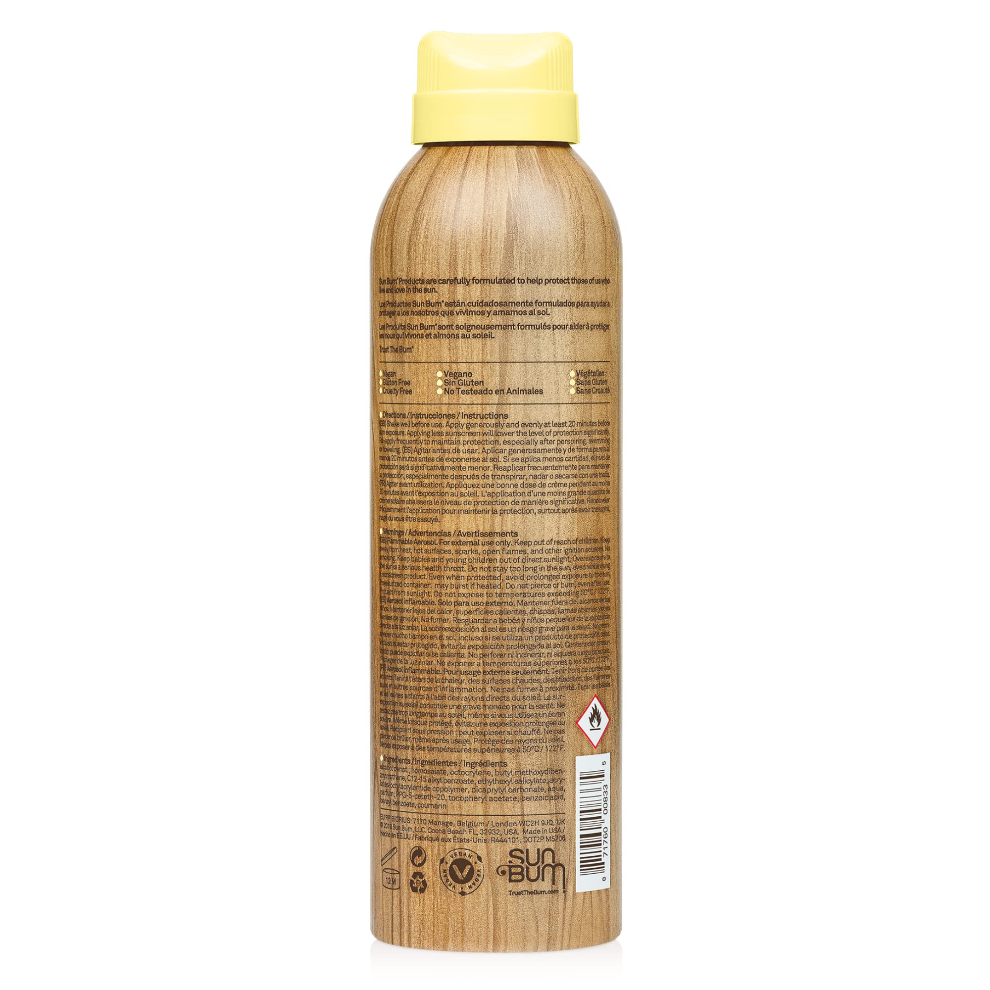 Sun Bum Original SPF 50 Sun Cream Spray, Moisturizing Sunscreen with Vitamin E, Vegan and Reef Friendly, Broad Spectrum UVA/UVB Protection, 200ml