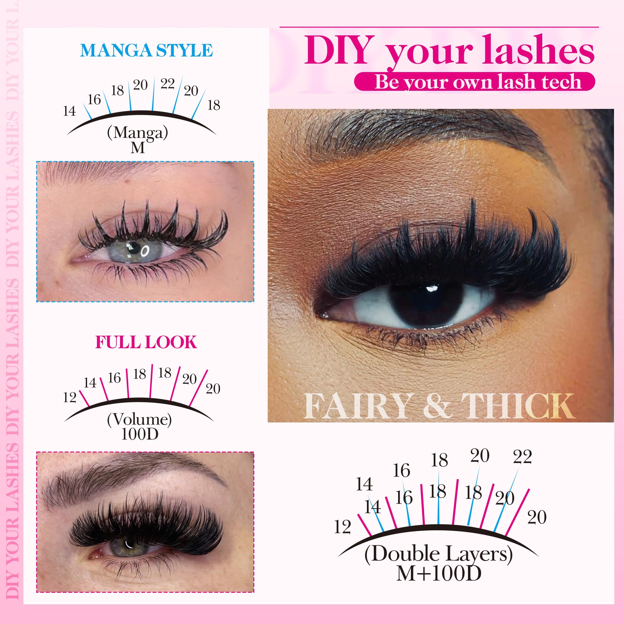 Cluster Lashes Kit 100D Lash Spikes Mega Volume Eyelashes Individual Kit Thick Individual Eyelashes with Spikey D Curl Lashes Cluster DIY Eyelash Clusters with Lash Glue by CORUSCATE
