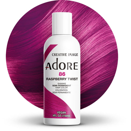 Adore Semi Permanent Hair Color - Vegan and Cruelty-Free Red Hair Dye - 4 Fl Oz - 086 Raspberry Twist (Pack of 1)