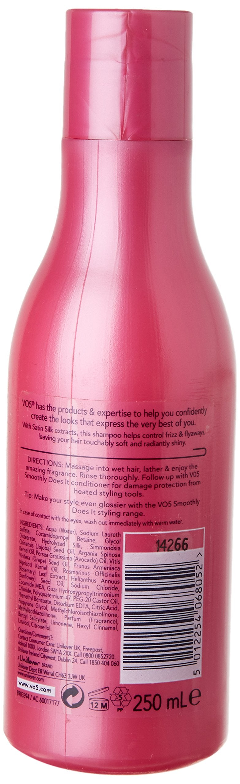 Alberto VO5 Smoothly Does It Shampoo Infused with Vital Oils for Dry, Frizzy Hair, Anti-Frizz and Shine, 250ml, Pack of 6