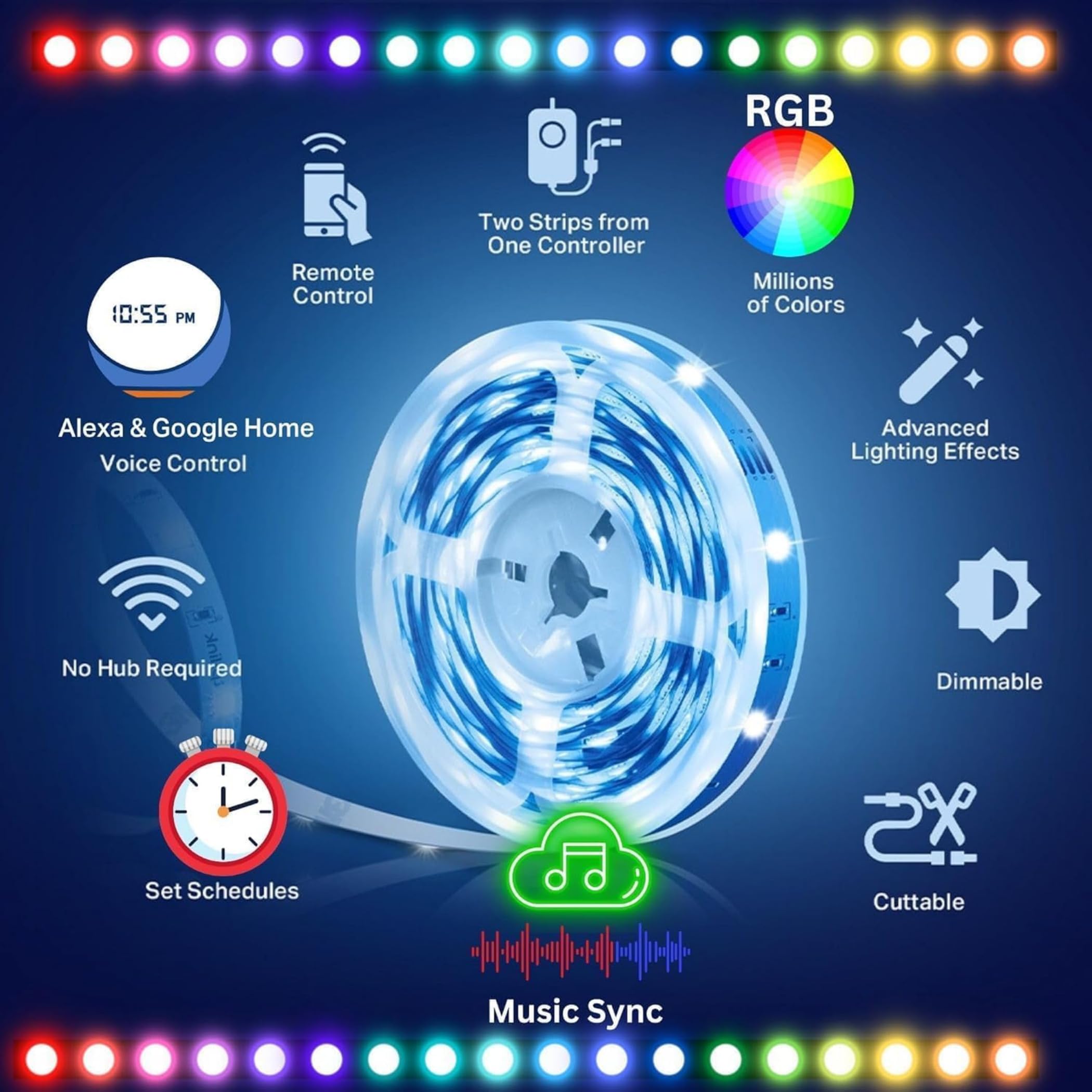 2x5 Meter RGB Multicolour Smart LED Light Strip, Tapo L900-10
