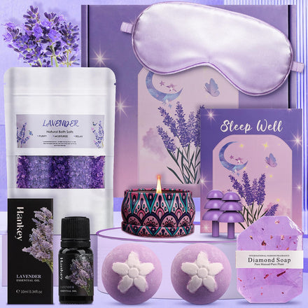 Lavender Pamper Gifts for Women, Bath Self Care Set, Mothers Day Gift , Relax Get Well Soon Gifts for Women, Ideas for Best Friends, Mum, Sister, Ladies