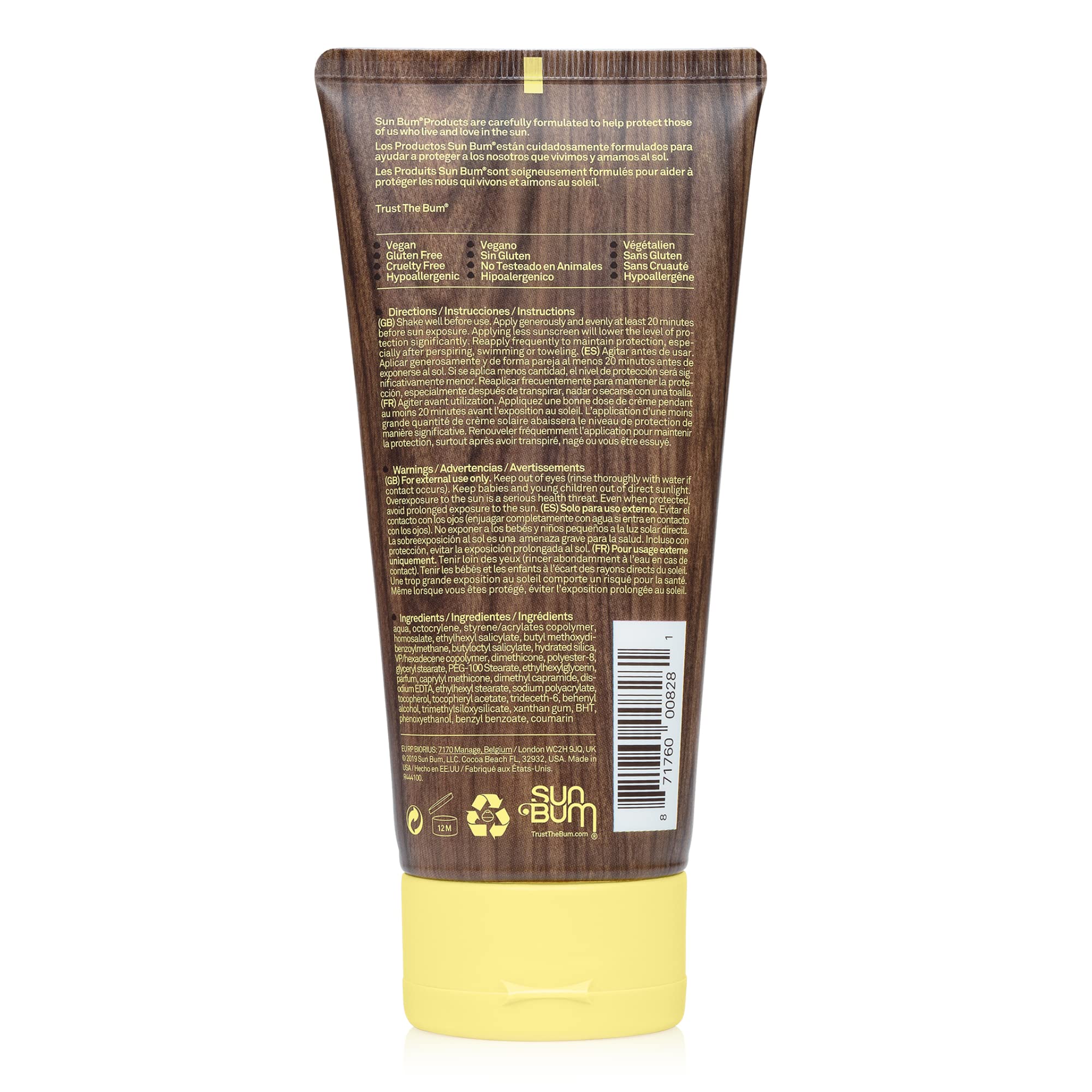 Sun Bum Original SPF 30 Sun Cream Lotion, Moisturizing Sunscreen with Vitamin E, Vegan and Reef Friendly, Broad Spectrum UVA/UVB Protection, 177ml