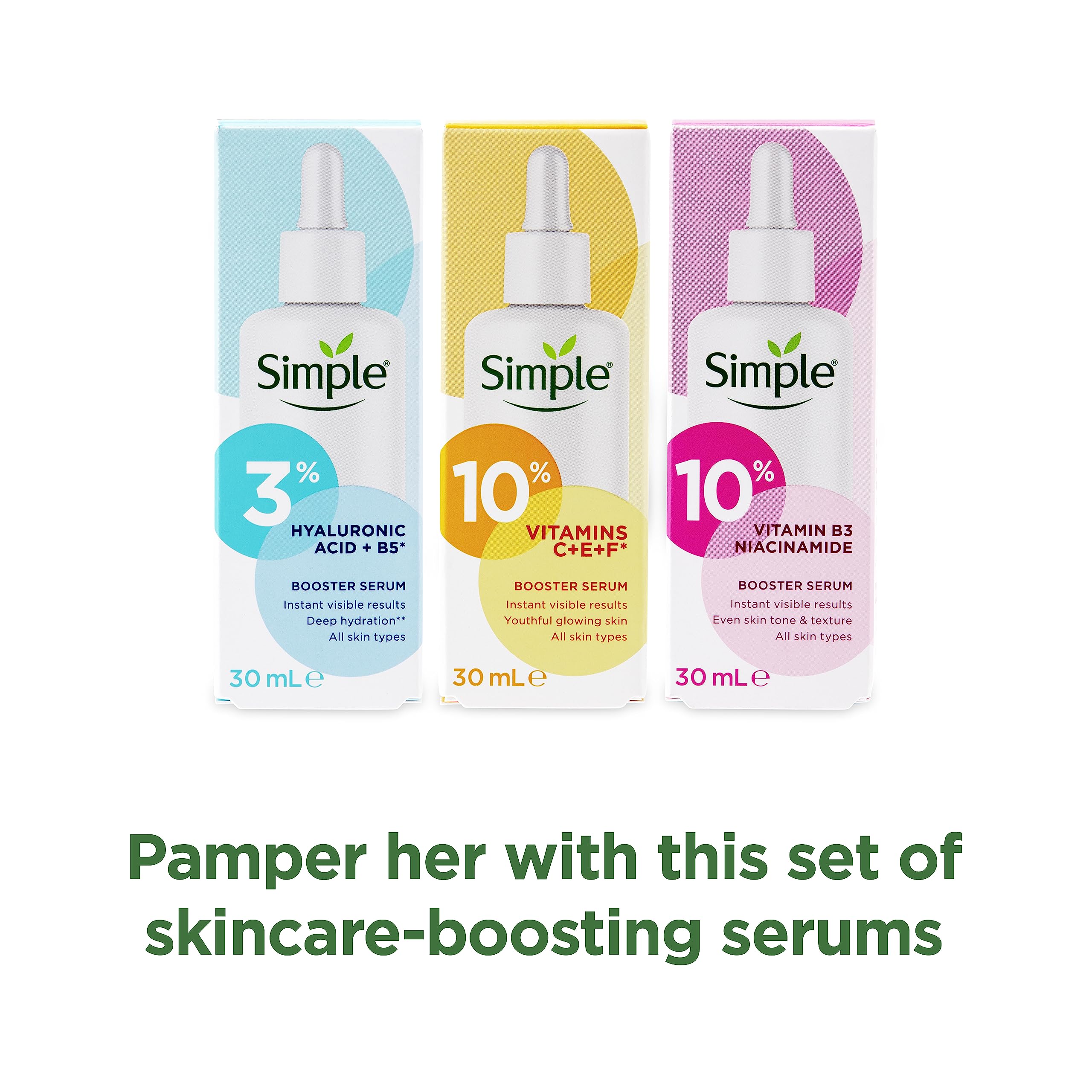 Simple Skin Kind Booster Serum Gift Set with a small travel beauty bag skin care products for her 3 piece