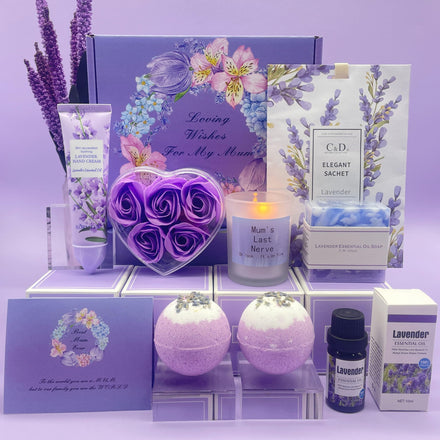 Mothers Day Pamper Gifts for Mum, Mum Birthday Gifts,Gift Set for Women, Unique Lavender Self Care Mummy Gifts, Best Mum Gifts, Relaxation Spa Bath Set for Her, Get Well Soon Gift Ideas for Mother