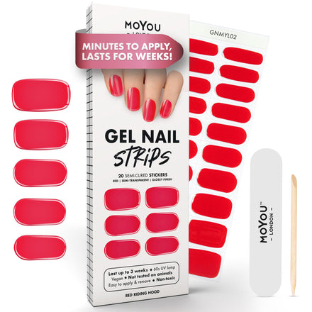 MOYOU LONDON Semi Cured Gel Nail Strips - 20 Pcs. Nail Wraps for Salon-Quality Manicure - Works with Any UV Lamp - Easy to Apply, Trim, & Remove Gel Stickers