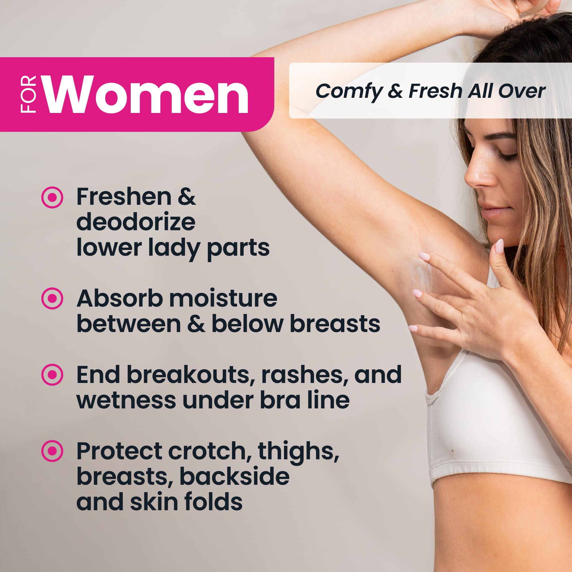 Super Fresh Body Powder Lotion by SweatBlock - Talc Free, Anti-Chafing, Deodorizing, Natural Ingredients - No Mess Body Powder Lotion for Men and Women - 4 fl oz.