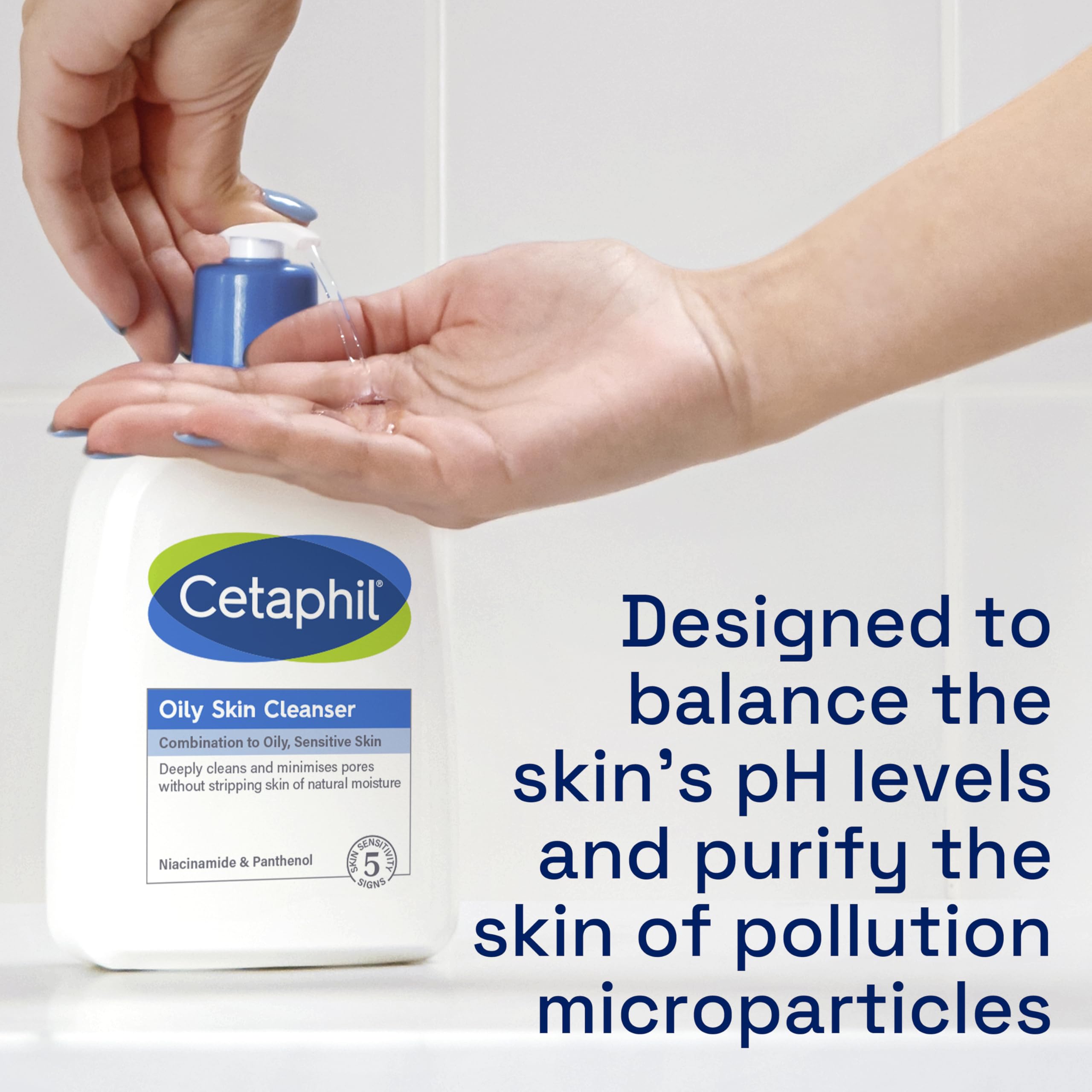 Cetaphil Oily Skin Cleanser, 473ml, Face Wash, For Combination to Oily Sensitive Skin, With Niacinamide