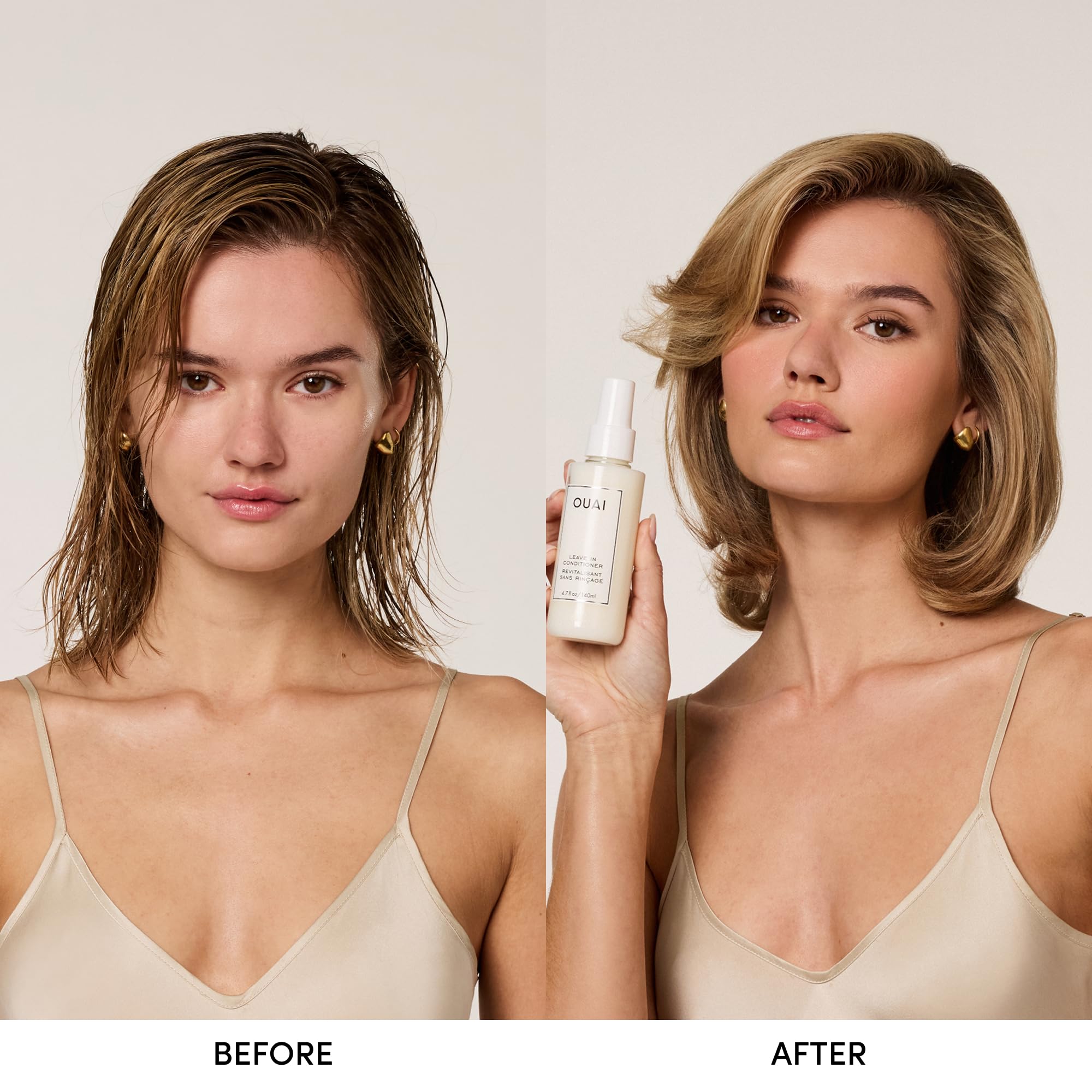 OUAI Leave In Conditioner & Heat Protectant Spray - Prime Hair for Style, Smooth Flyaways, Add Shine and Use as Detangling Spray - No Parabens, Sulfates or Phthalates -140ml