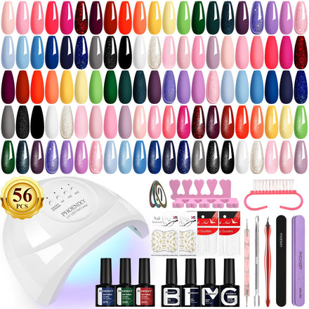Phoenixy Gel Nail Polish, 36 Colours Gel Nail Polish Set with Lamp Starter Kit, 40 Pcs UV Nail Polish with Top Base Coat and 48W Manicure Lamp, Manicure Gift Kit Nail Varnish Sets for Women