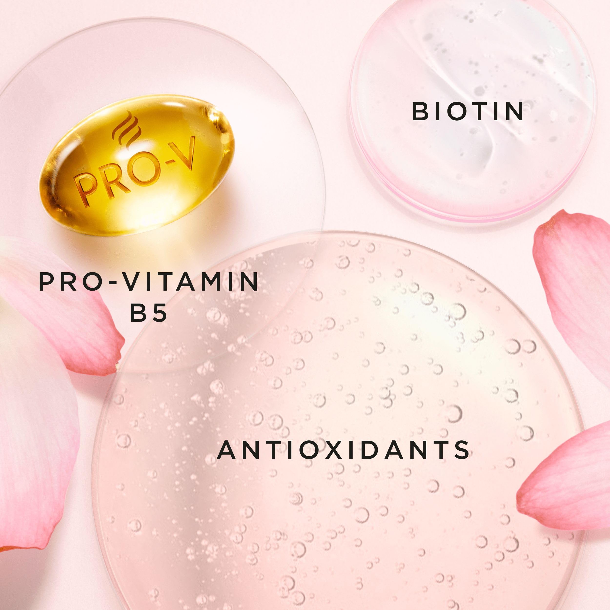Pantene Biotin & Rose Water Hair Thickening Shampoo, Lift 'n' Volume, 1l, Silicone Free Volume Shampoo