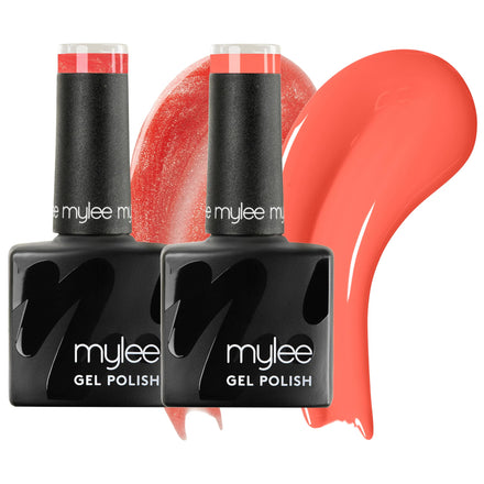 Mylee Gel Nail Polish Duo 2x8ml [Sunset Kiss] - UV/LED Soak-Off Nail Art Manicure Pedicure for Professional, Salon & Home Use - Long Lasting & Easy to Apply, Vegan & Cruelty Free