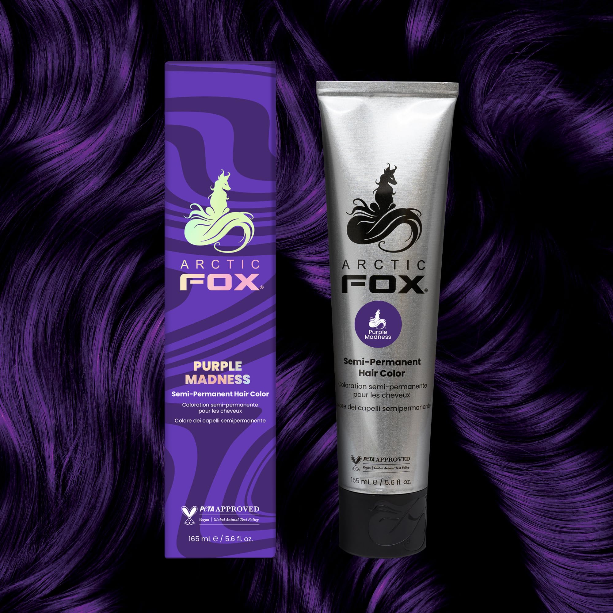 ARCTIC FOX 100% Vegan & Cruelty Free Vibrant Semi Permanent Hair Colour Dye - Purple Madness 165 ml e
