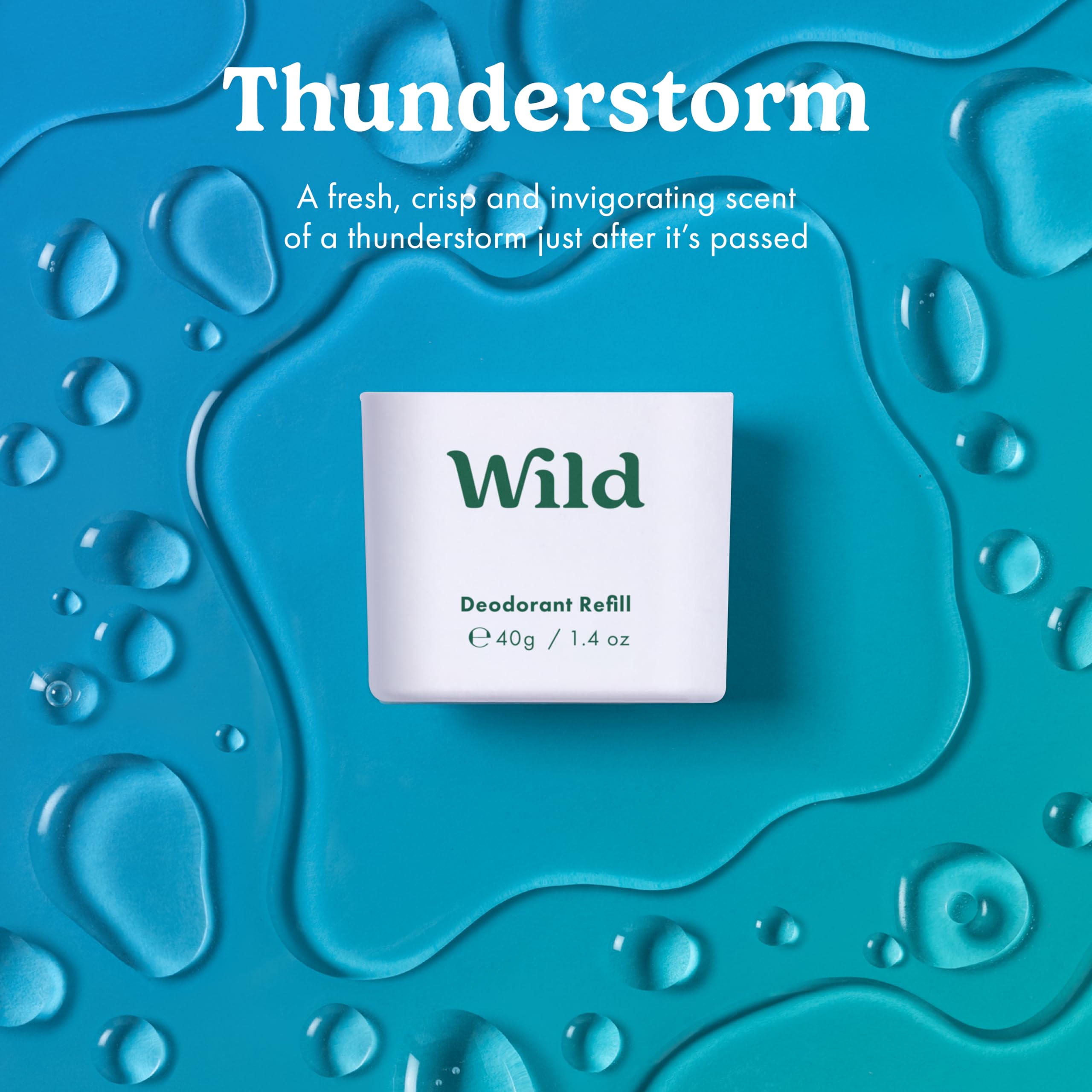 Wild - Refillable Deodorant Starter Kit - Black Case with Fresh Cotton & Sea Salt, Ocean Mist & Thunderstorm Scents - Long Lasting Protection - Aluminum Free - Vegan