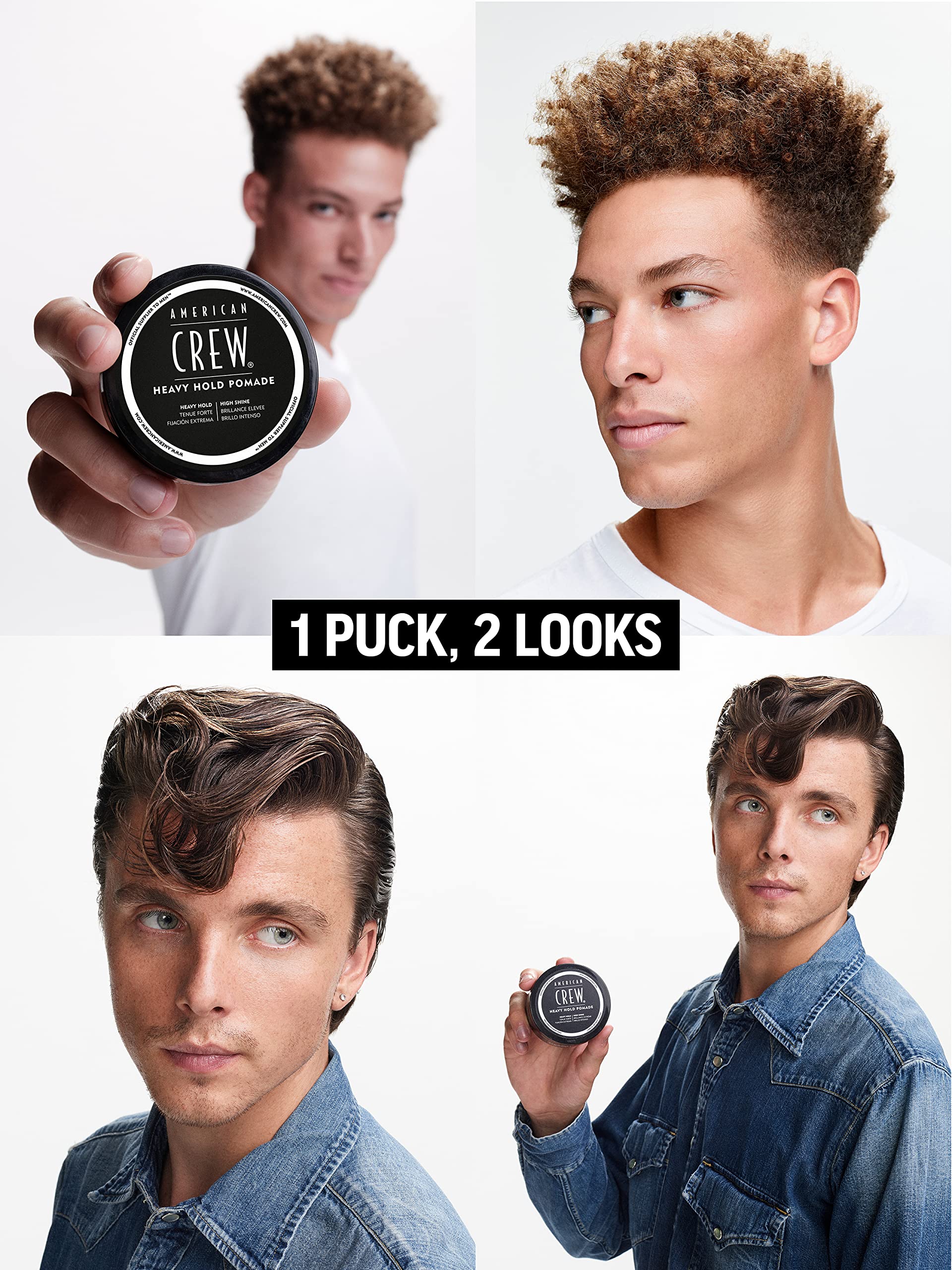 American Crew Heavy Hold Pomade with High Hold & Shine for Smooth & Sculpted Styles (85g) Water-based Formula, Hair Styling for Men