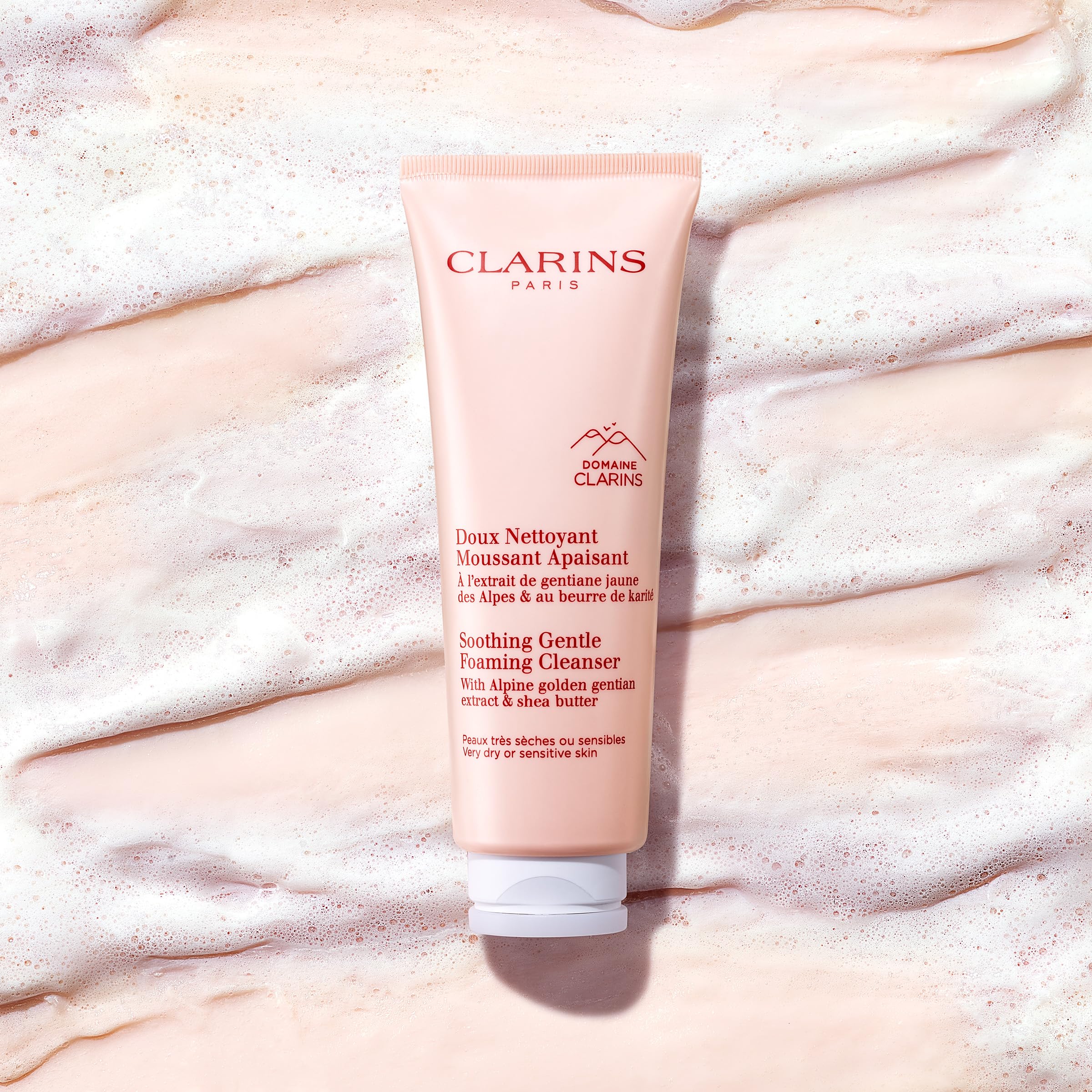 Clarins Soothing Foaming Cleanser 125ml | Gentle, Hydrating Cleanser for Sensitive Skin | Removes Makeup & Impurities Without Drying