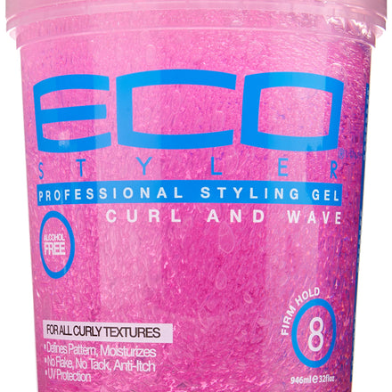 Ecoco Eco Style Hair Gel - Curl And Wave - Anti-Itch, Alcohol-Free Formula - Perfect Hold For Angled Or Tapered Sides - Ideal For Wavy Hair - No Flakes - Not Animal Tested - Moisturizes - 32 Oz