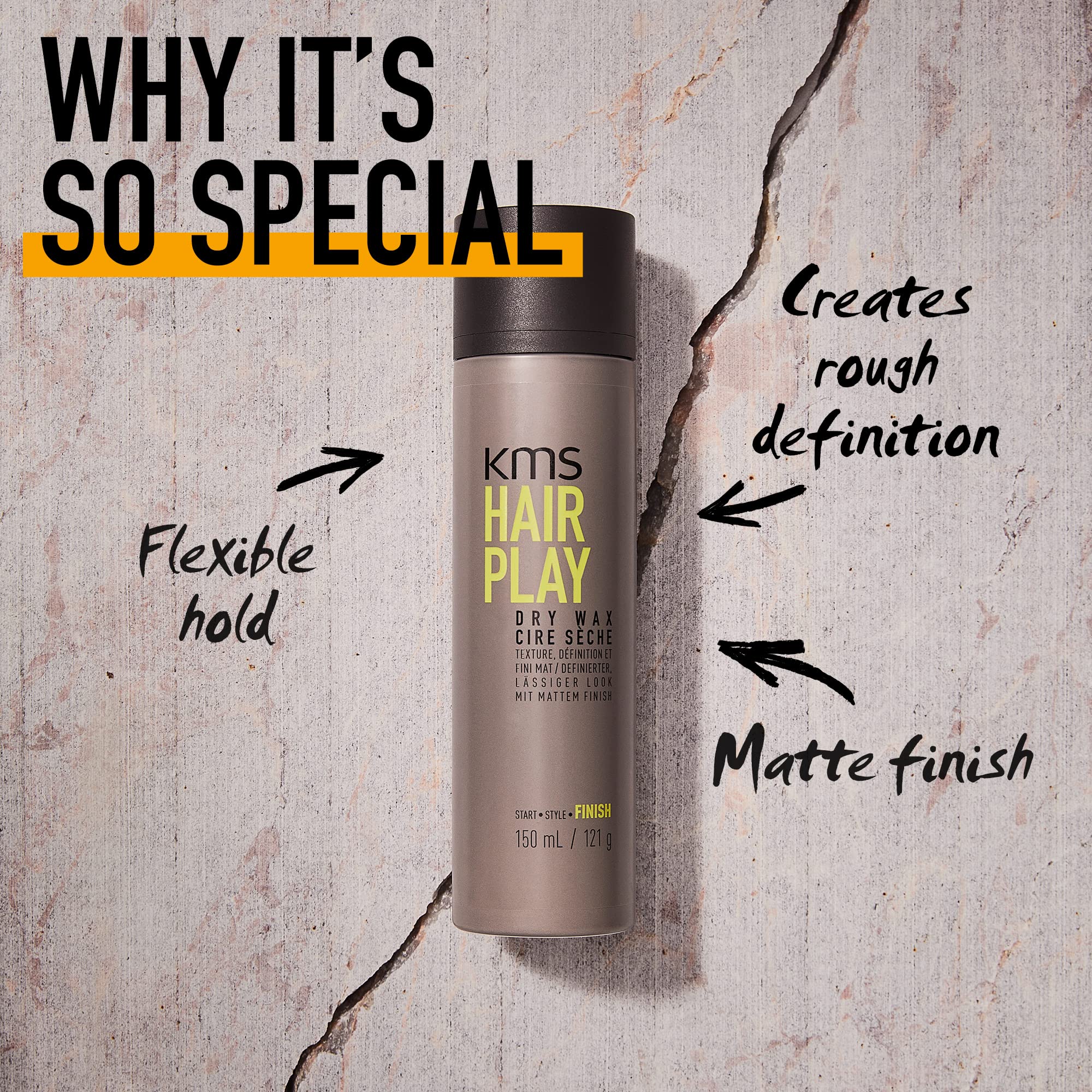 KMS Hair Play Dry Wax, 150ml