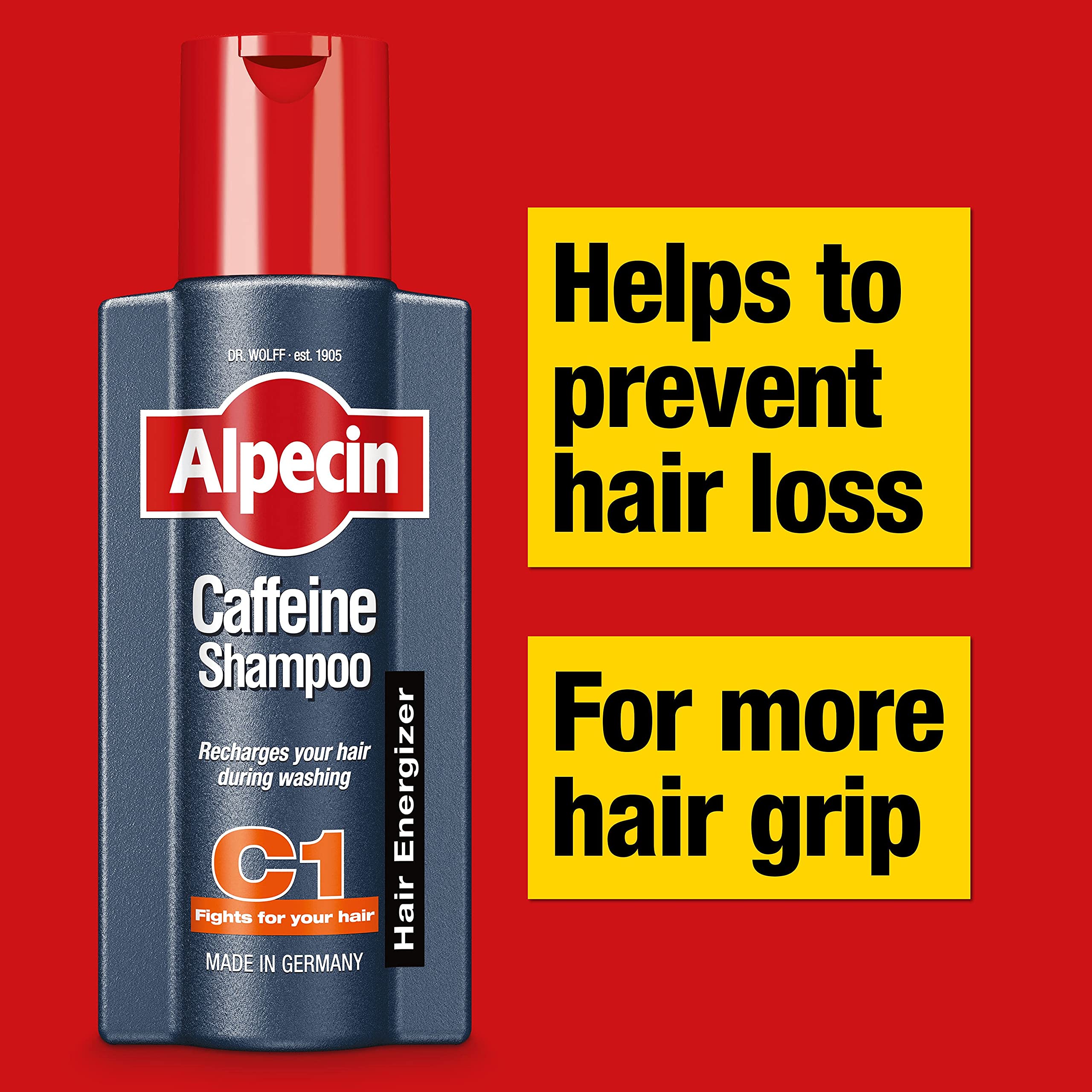 Alpecin Caffeine Shampoo C1, 3 x 250 ml - For natural hair growth