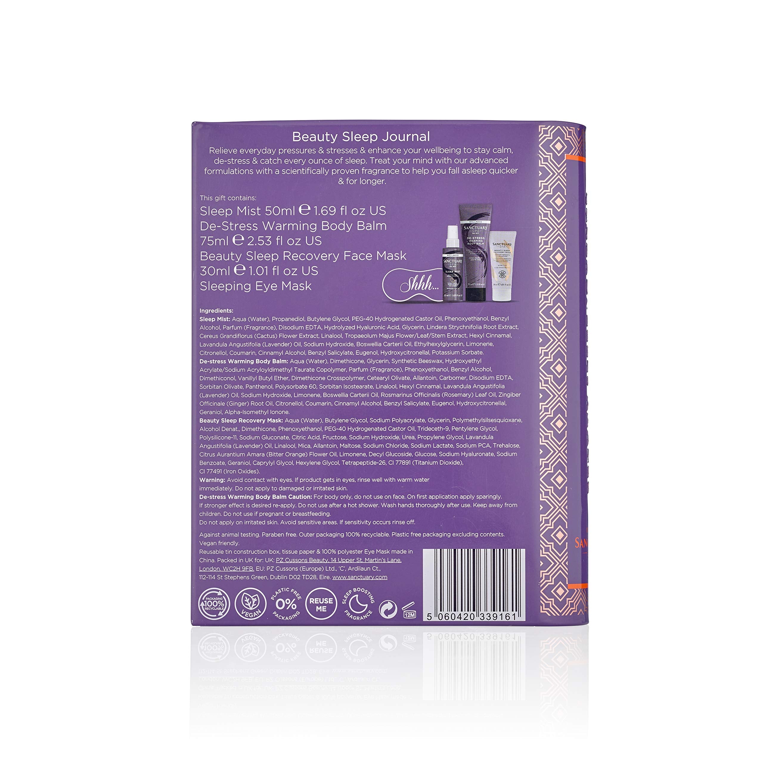 Sanctuary Spa Beauty Sleep Journal Gift Set, Vegan, Wellness Gift for Her, Gift For Women, Womens Gift Sets, Self Care Gift